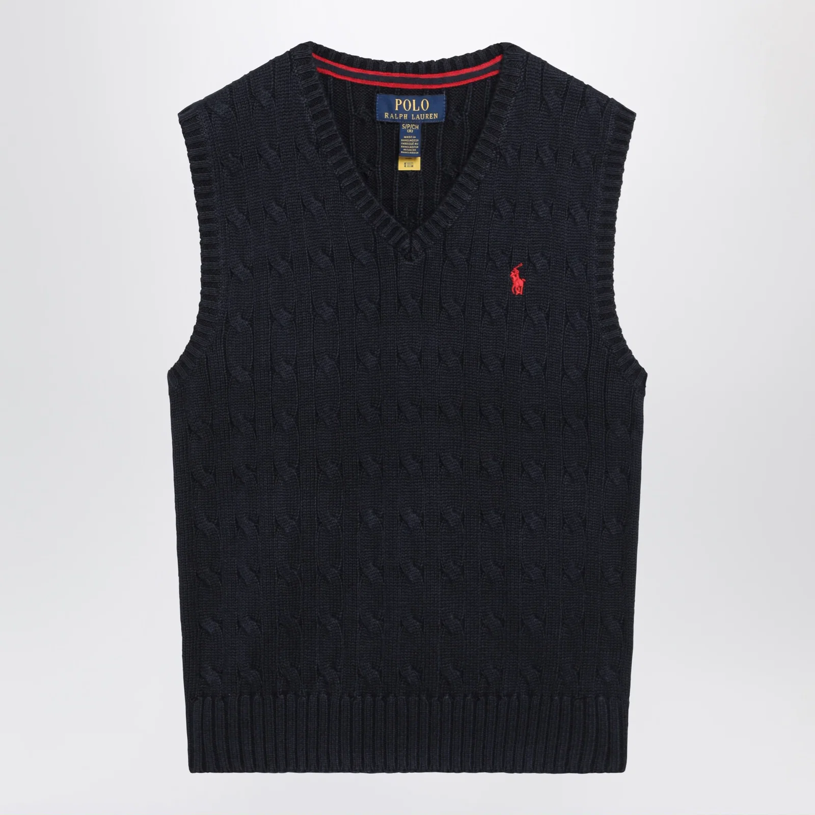 Polo Ralph Lauren Cable-knit V-neck cotton sweater vest in navy