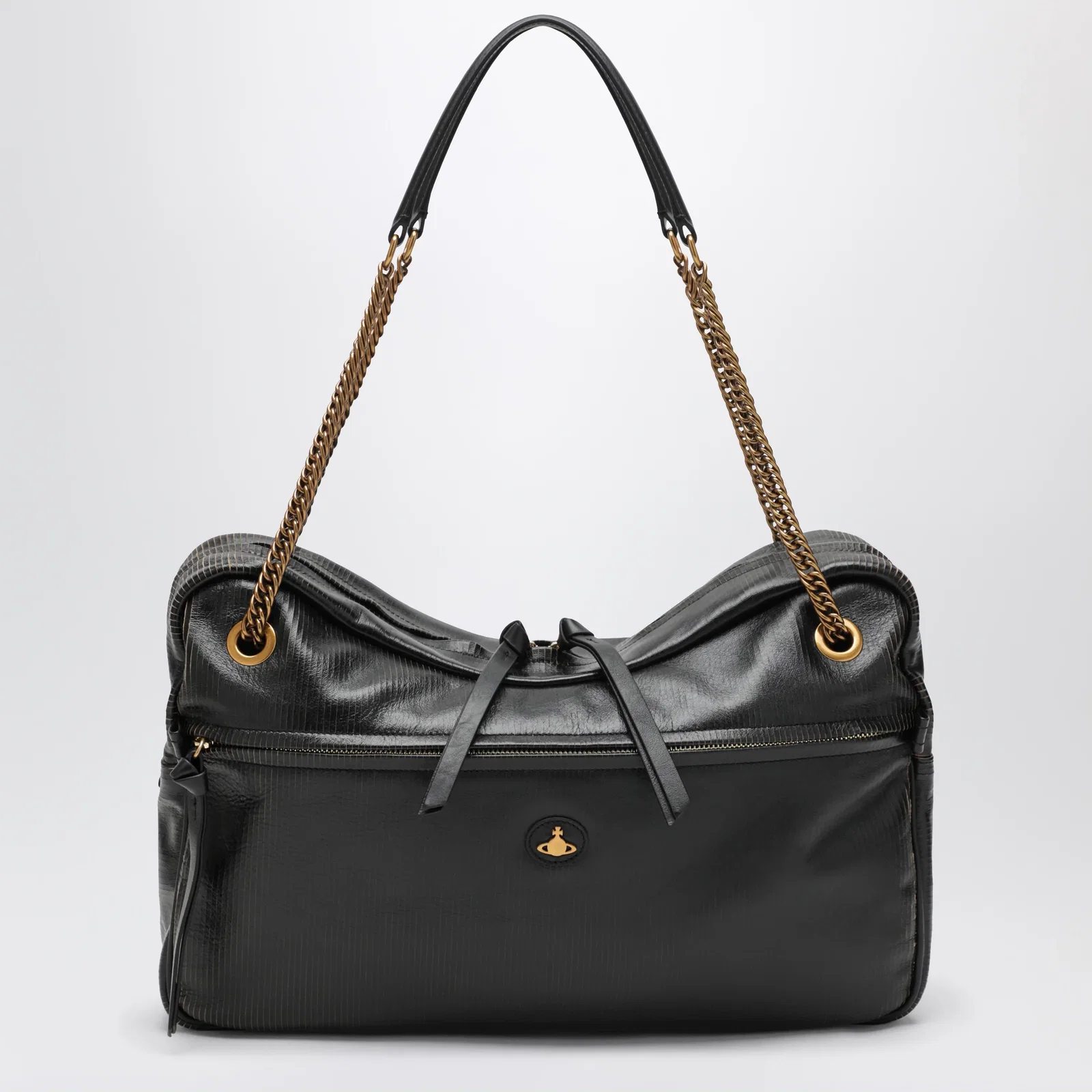 Vivienne Westwood Dolce Large shoulder bag in textured calf leather black/beige