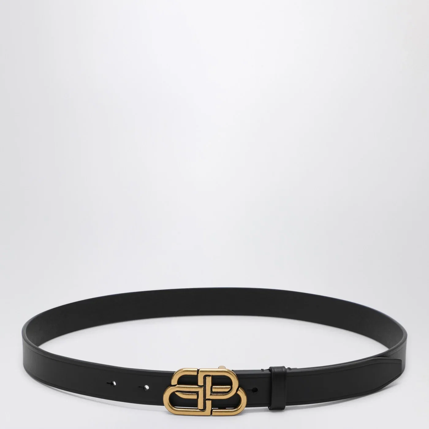 Balenciaga Black leather BB belt