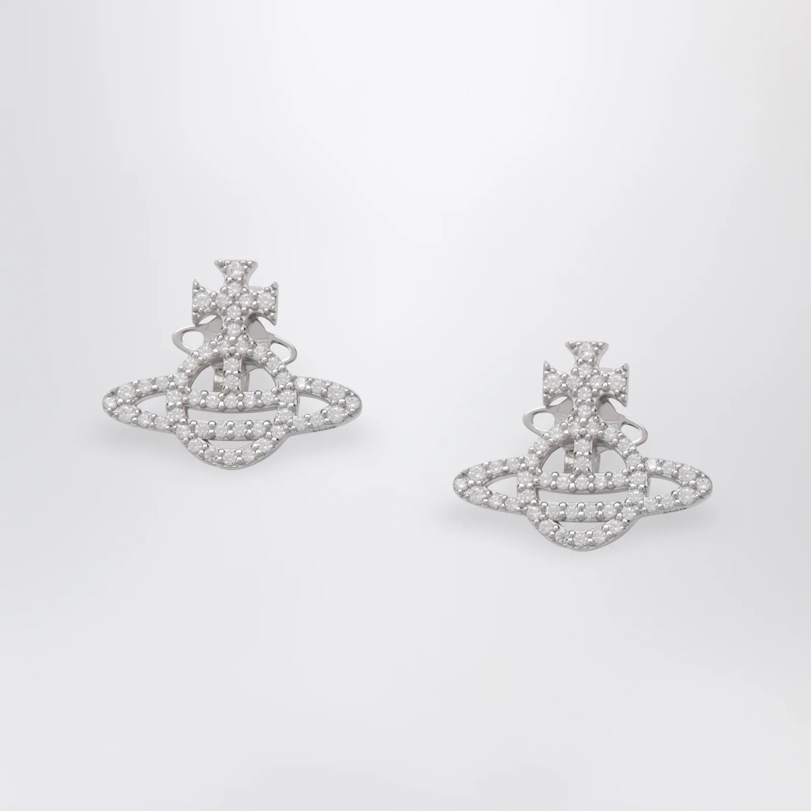 Vivienne Westwood Platinum-Tone Metal Orb Earrings with Crystals