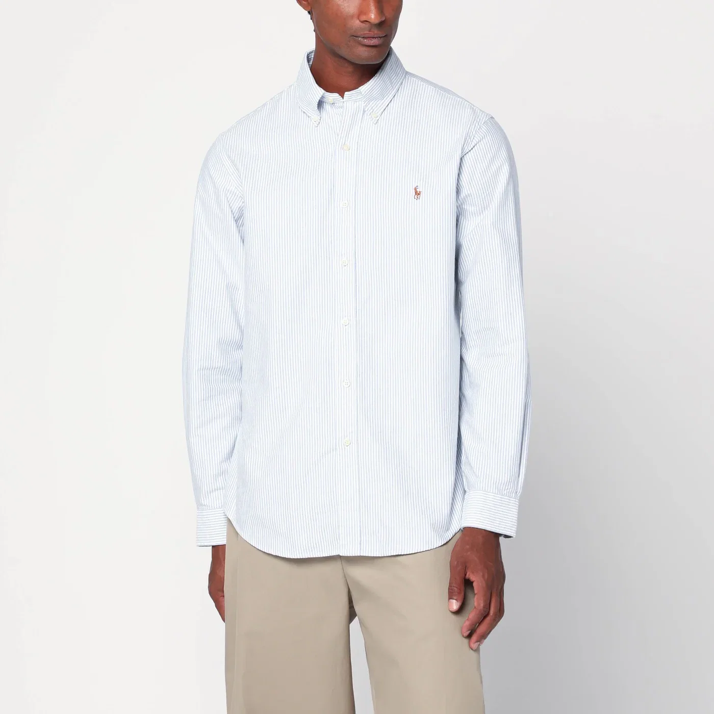 Polo Ralph Lauren Light blue/white striped Oxford shirt Custom-fit
