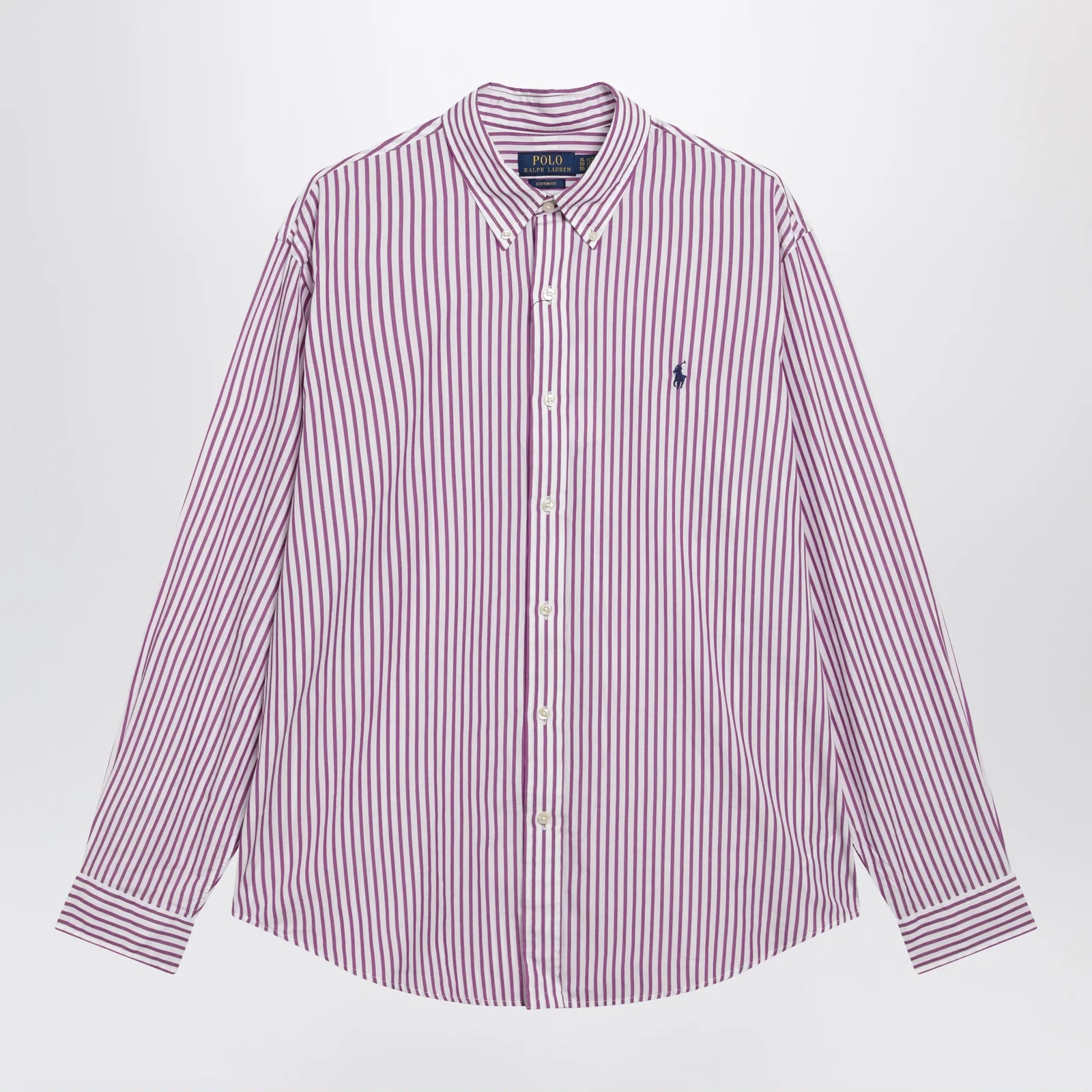 Polo Ralph Lauren White/purple striped Custom-Fit poplin shirt