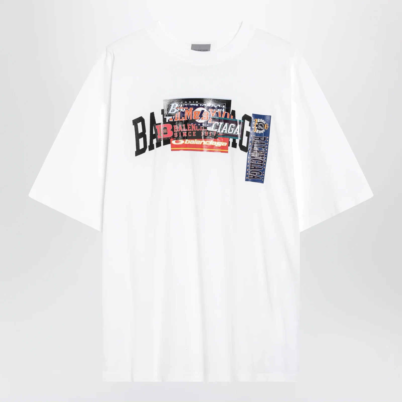 Balenciaga Bumper Stickers medium-fit cotton T-shirt in white