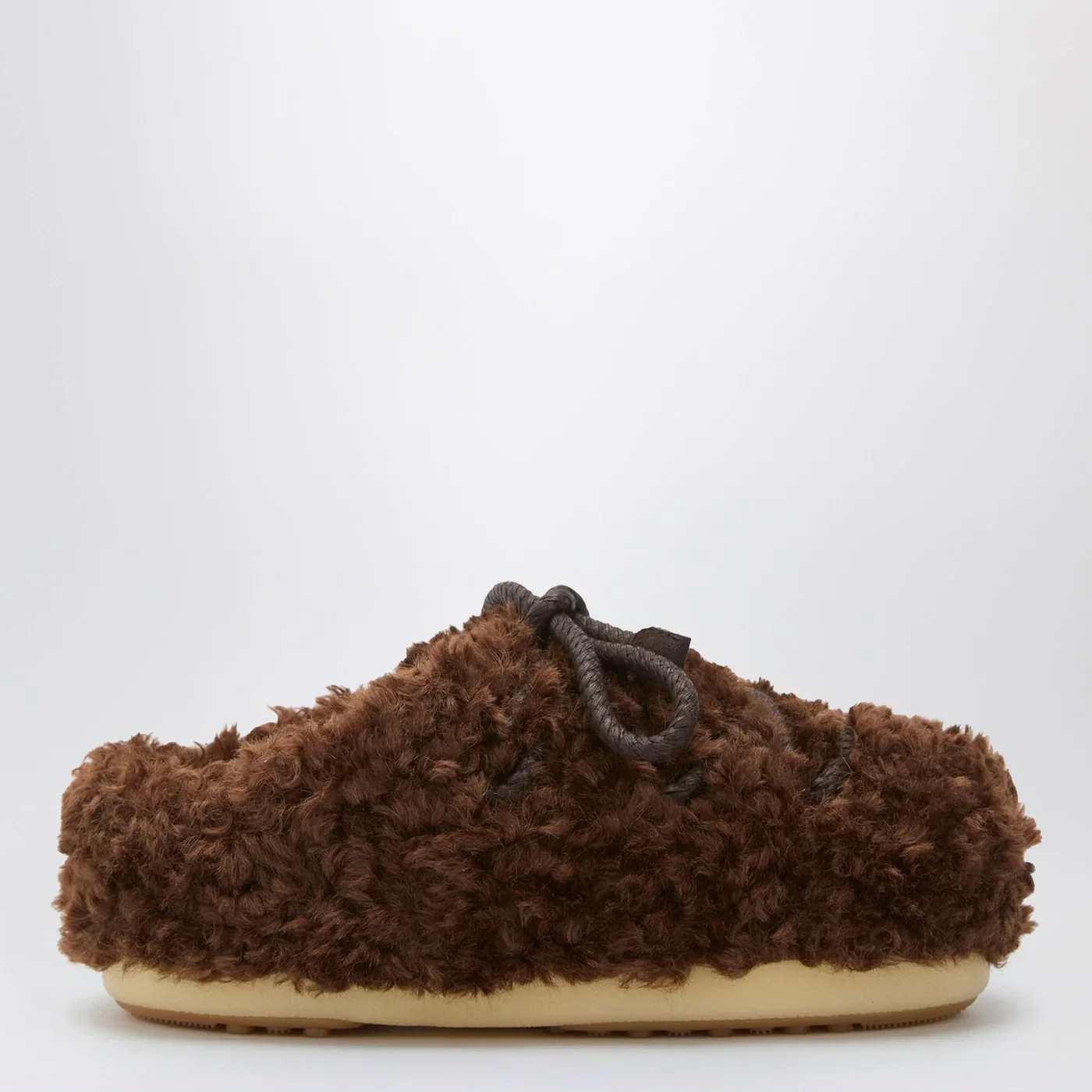 Moon Boot Dark brown curly shearling mules