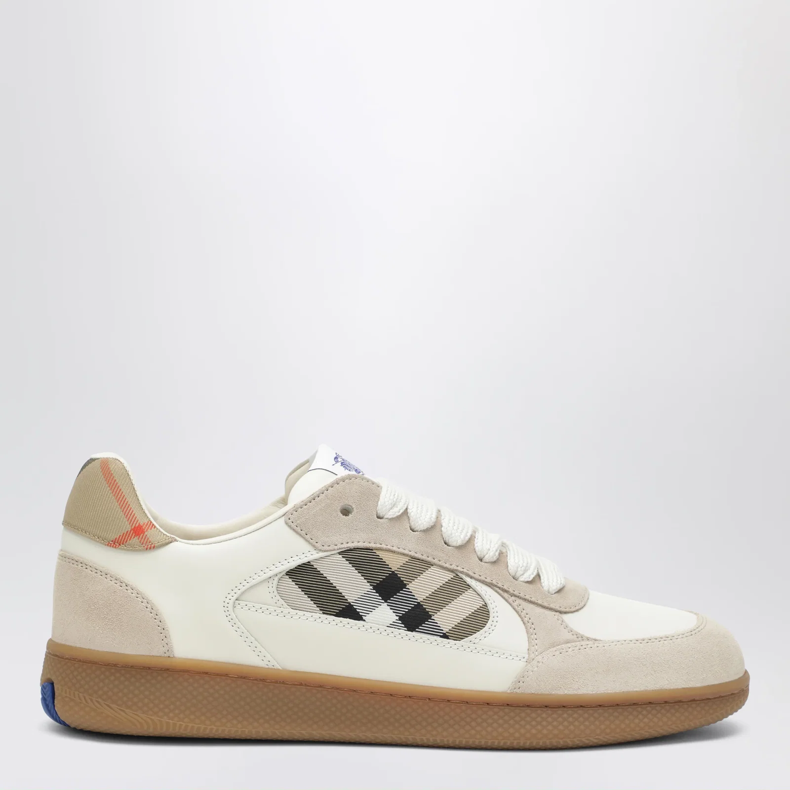 Burberry Terrace leather and suede sneakers with beige check