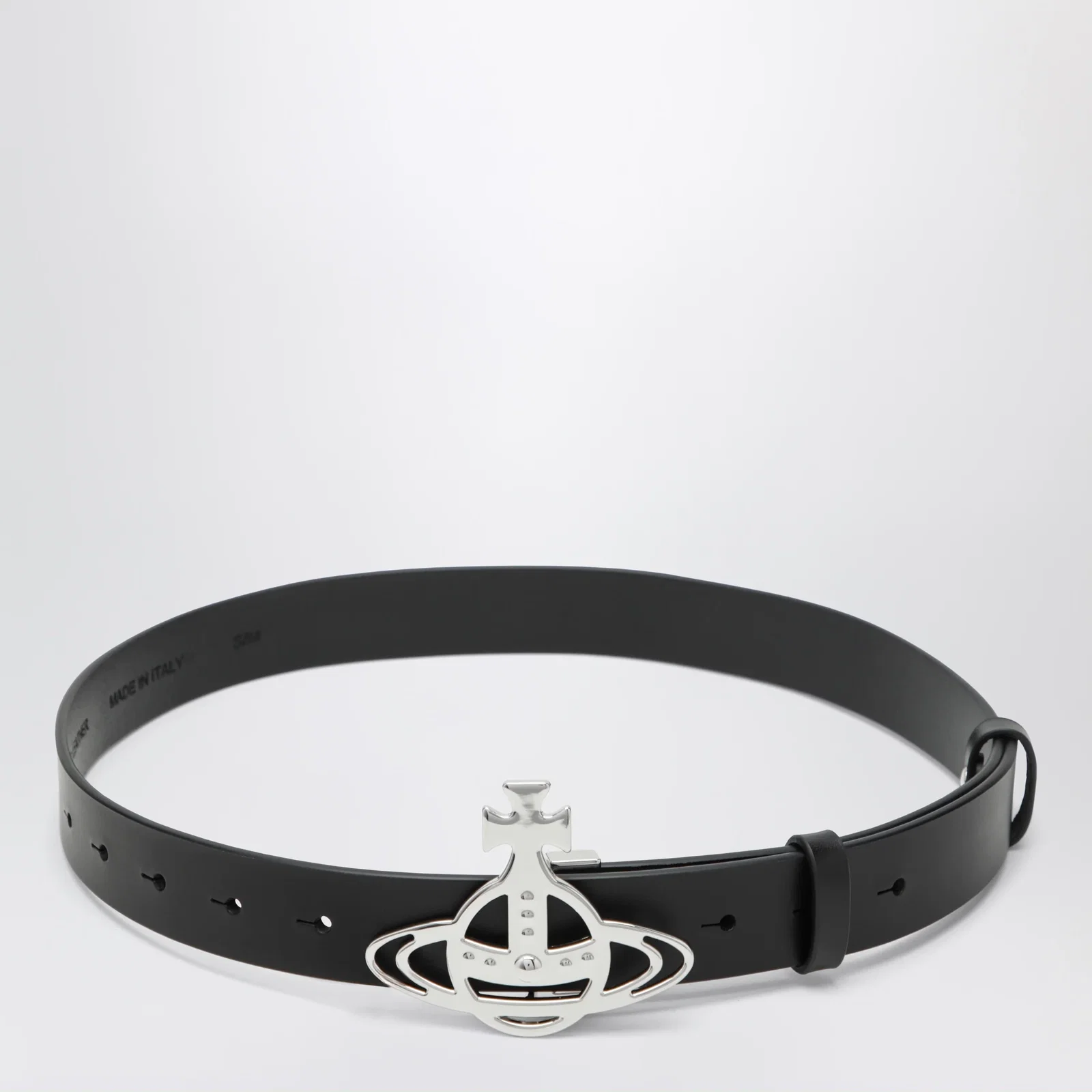 Vivienne Westwood Leather belt with Orb buckle in black