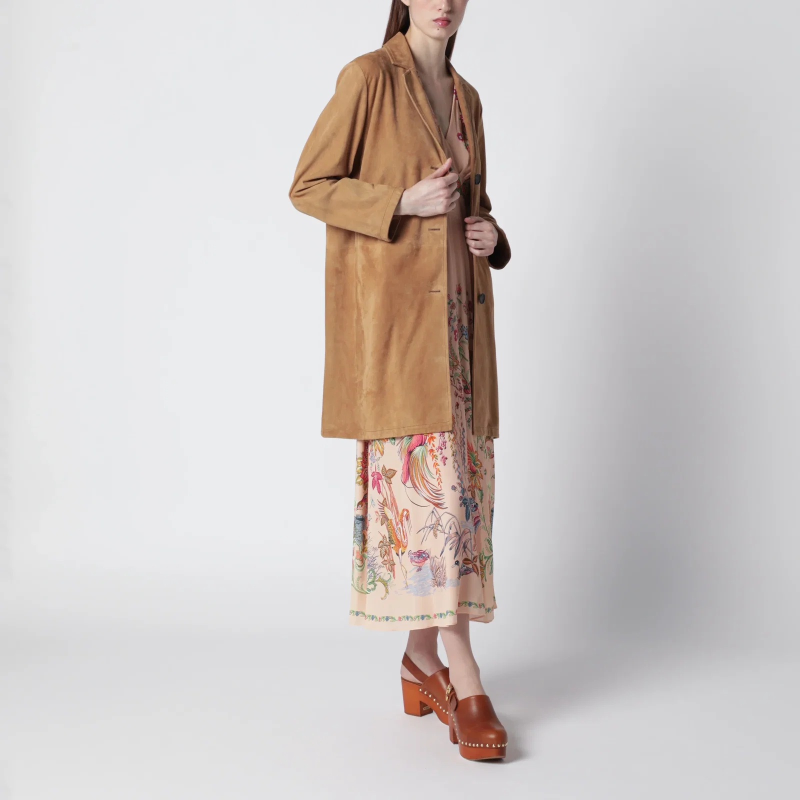 Sword 6644 Brown long suede leather jacket