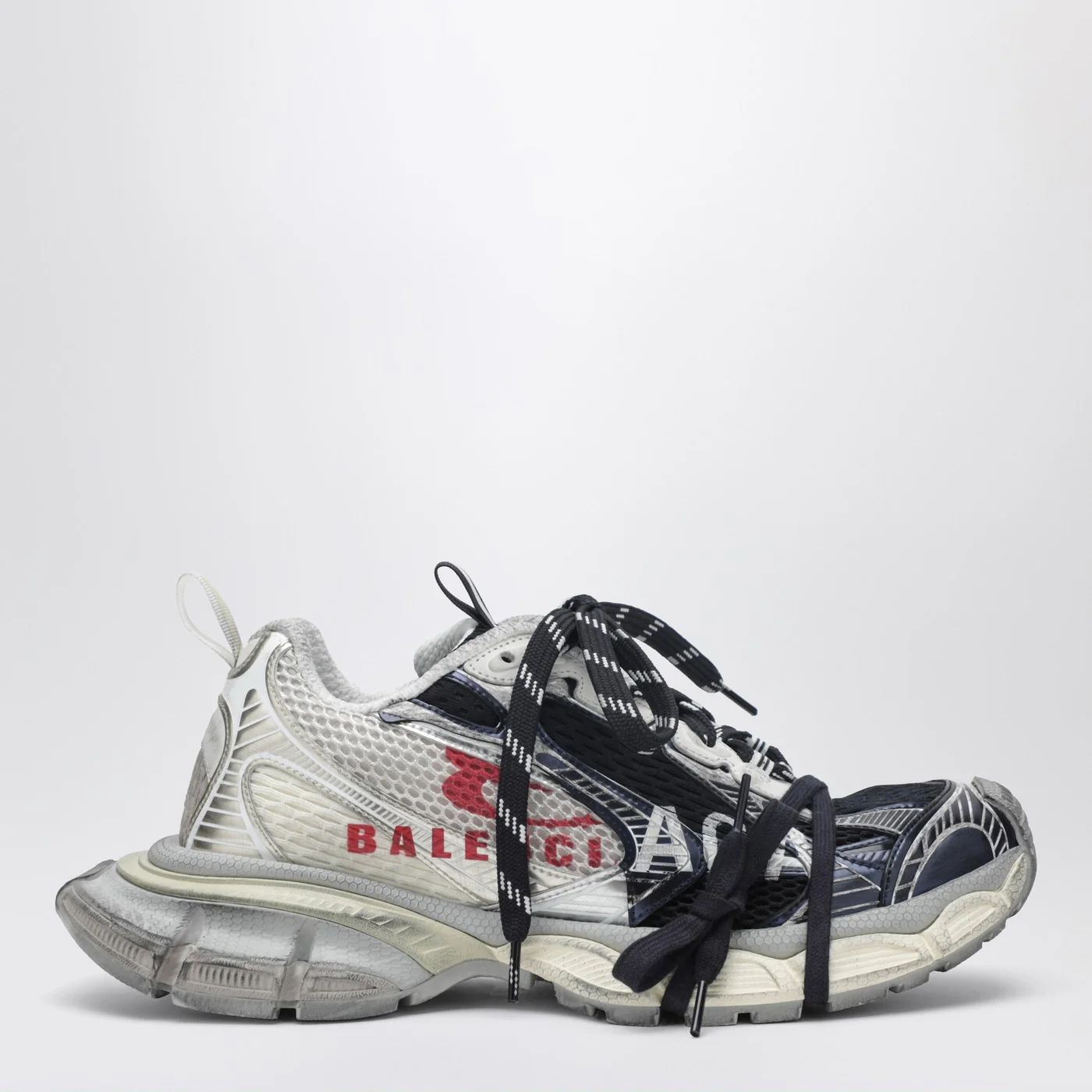 Balenciaga 3XL Split Logo Sneakers in light yellow/red/navy