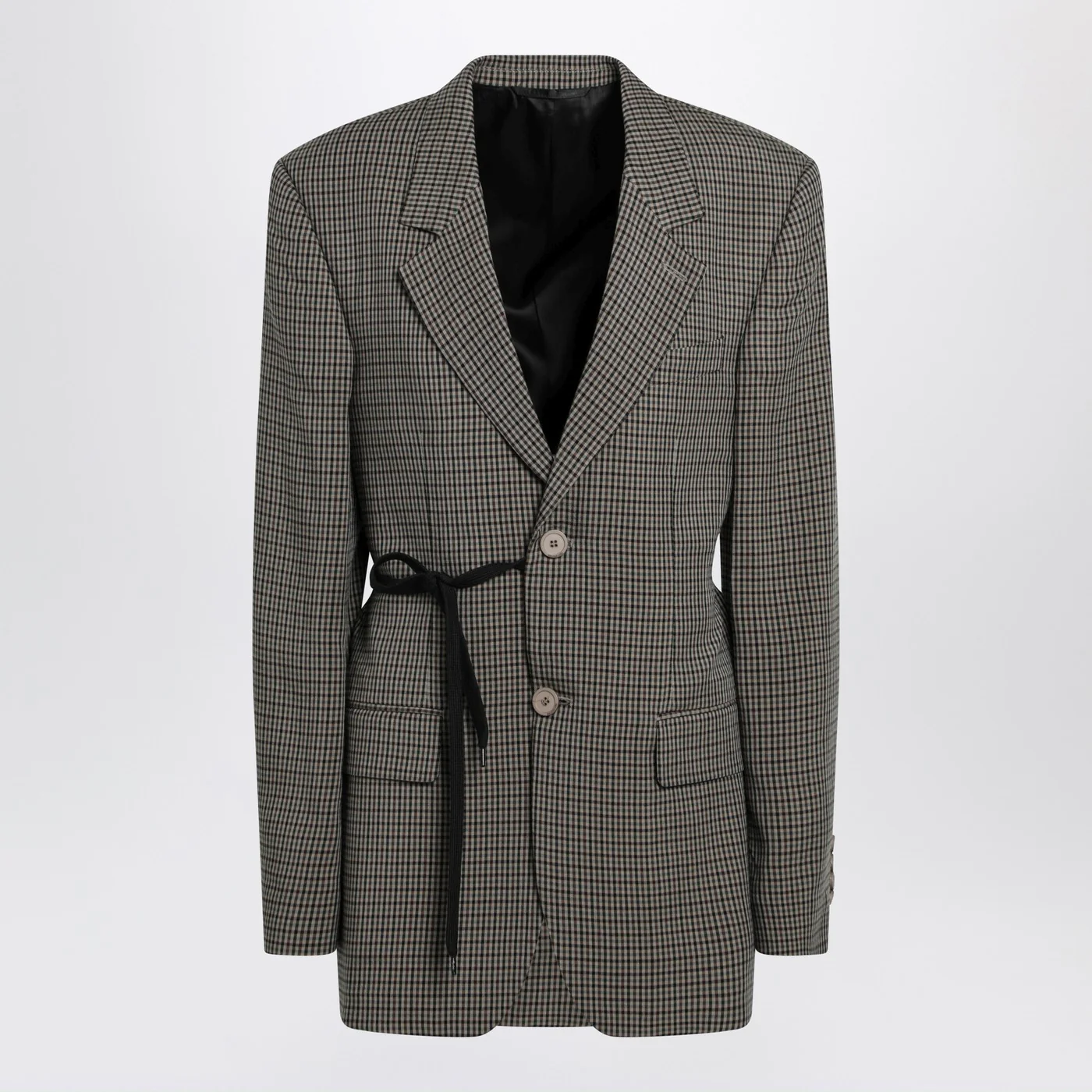 Balenciaga Vichy-pattern jacket with side lace detail