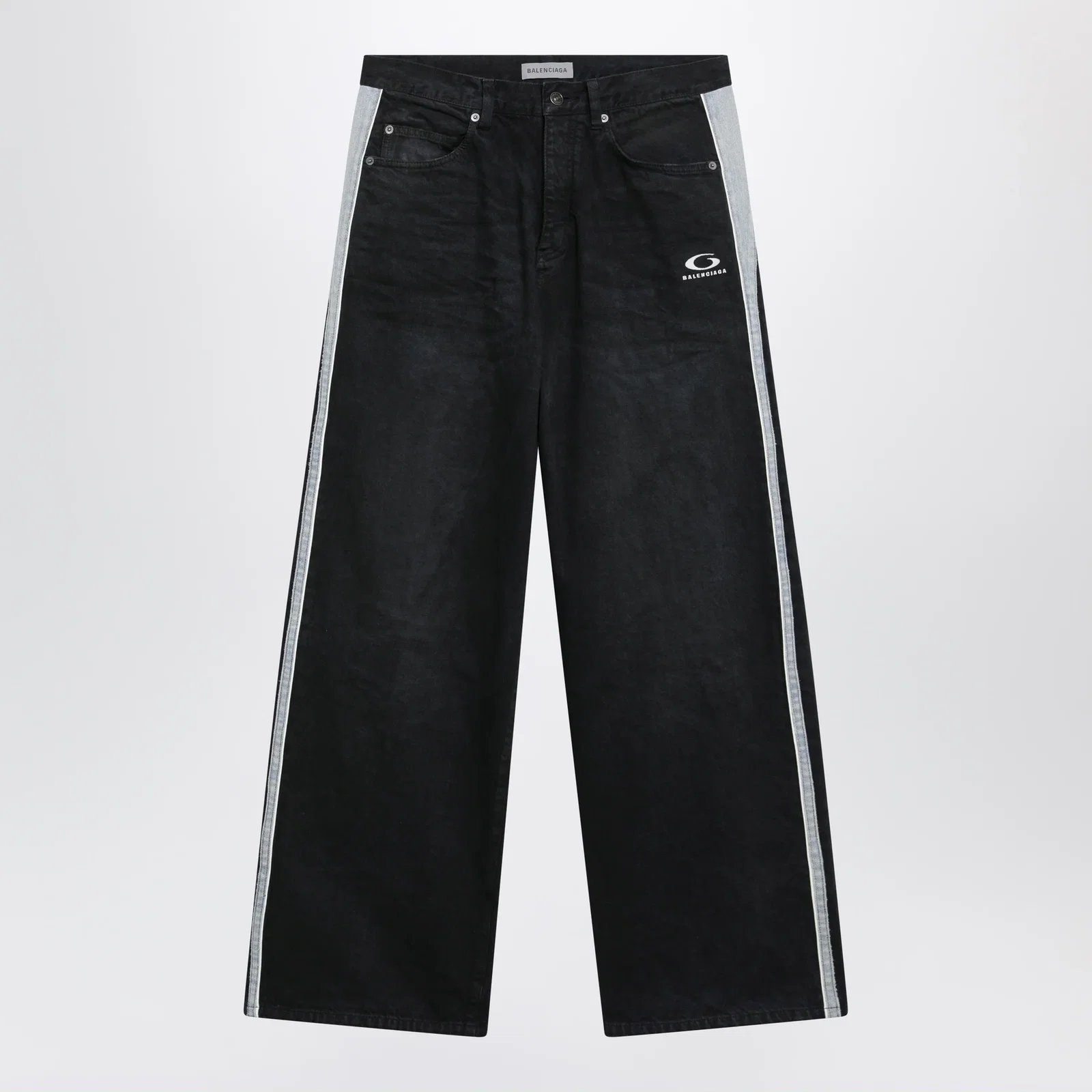 Balenciaga Denim trousers with dark brown and black trims