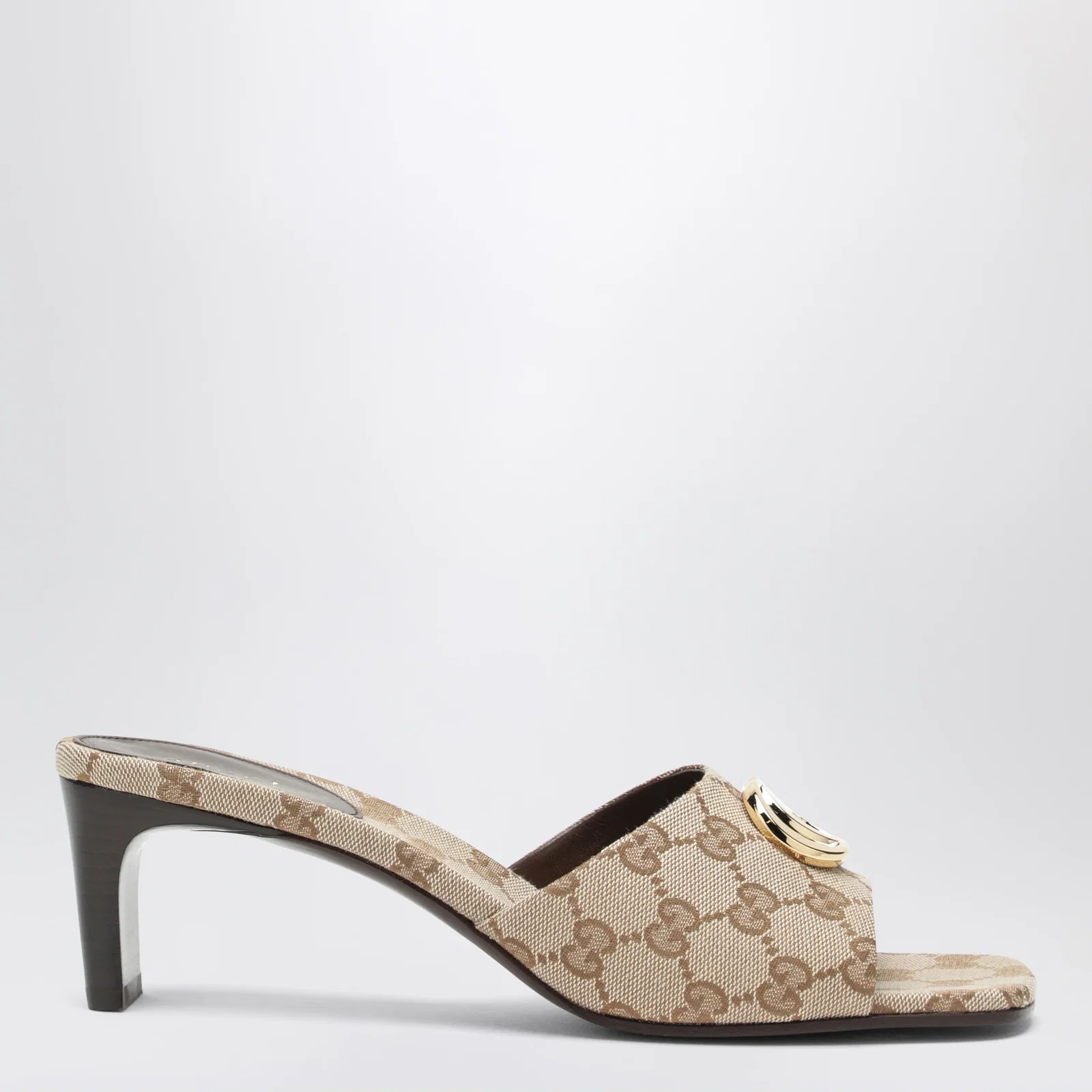 GUCCI Double G slider sandals in GG canvas in vintage sand