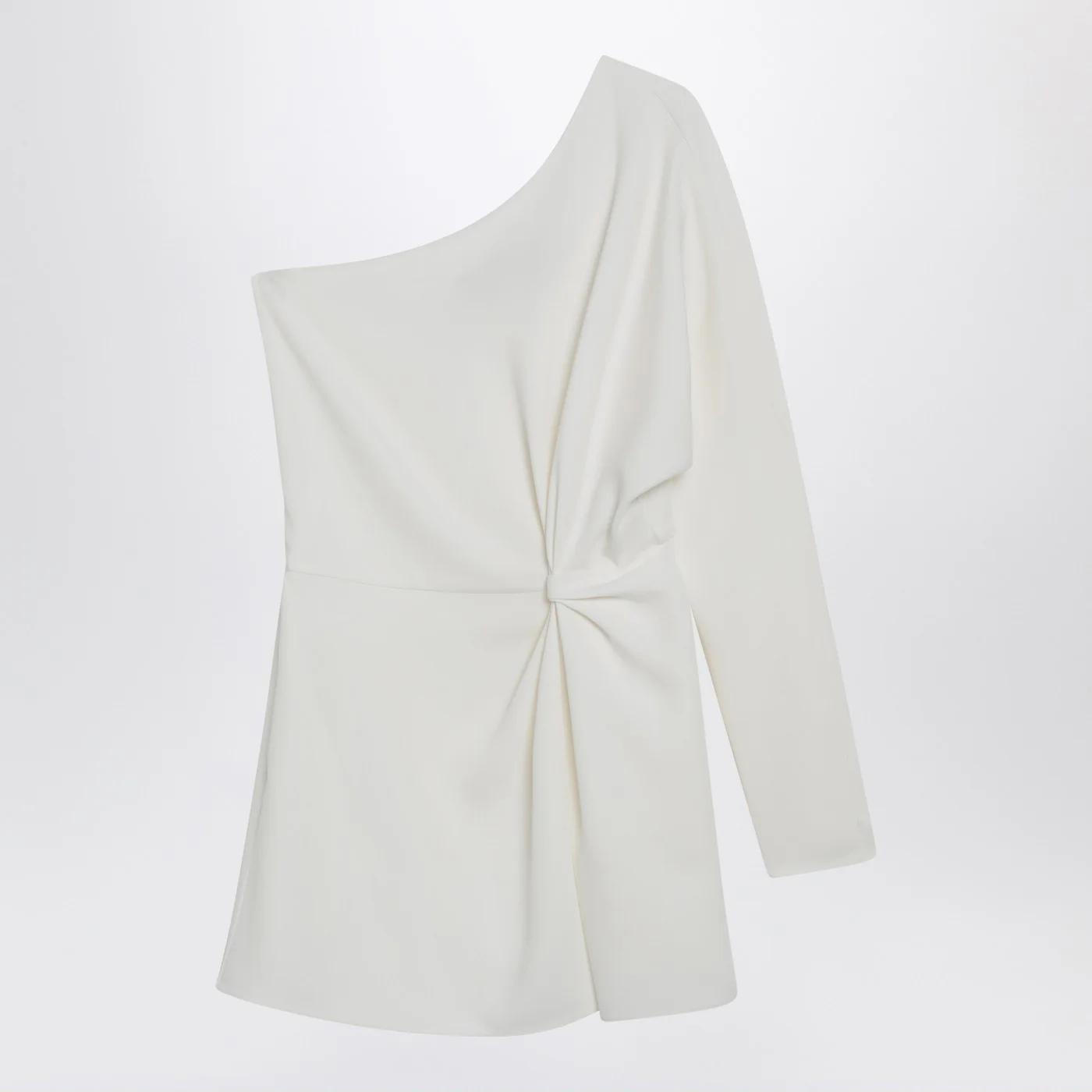 Valentino Ivory one-shoulder top in couture cady