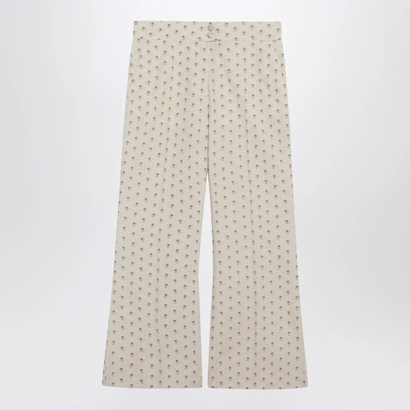 Valentino Ivory trousers with floral pattern