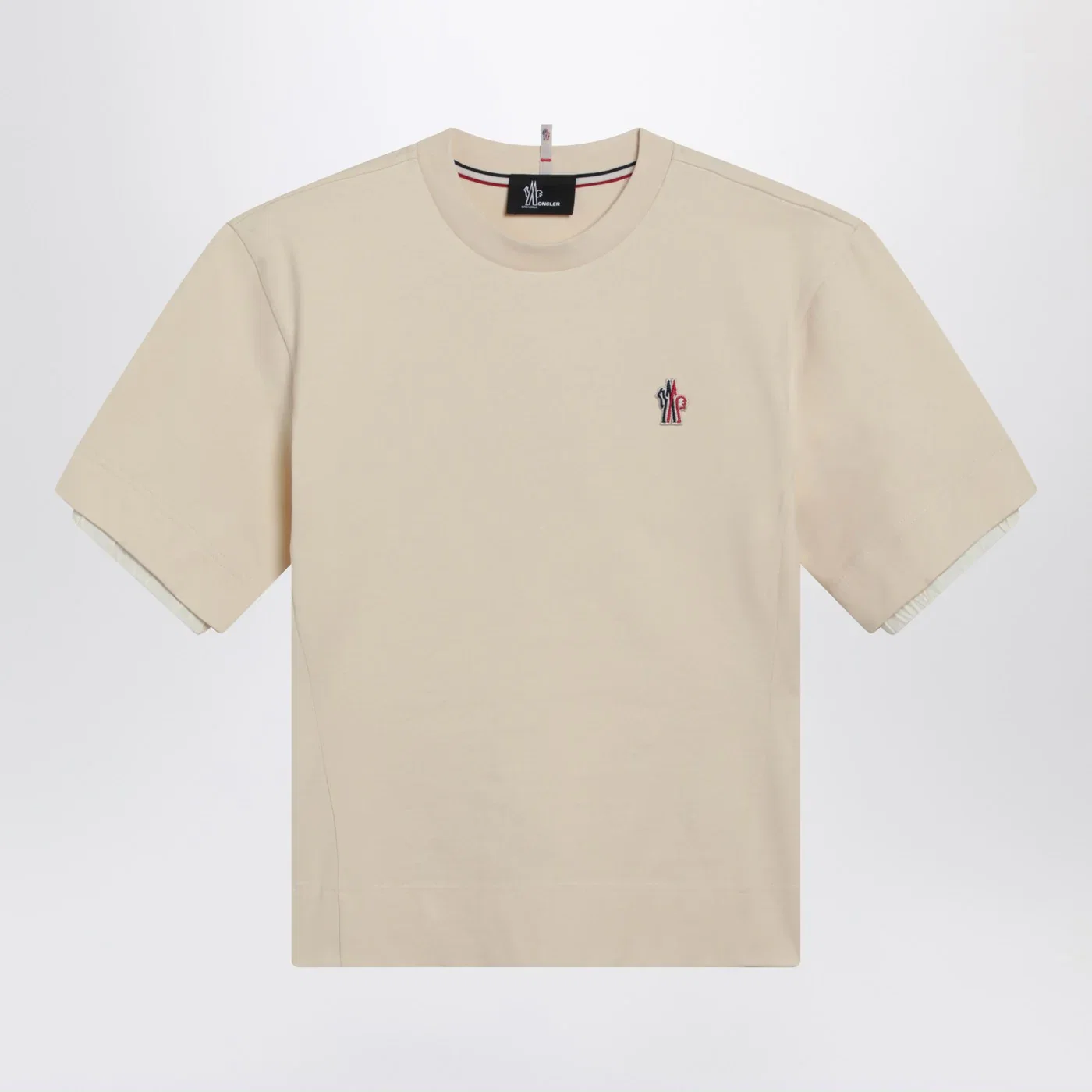 Moncler Grenoble White cotton-blend T-shirt with logo patch