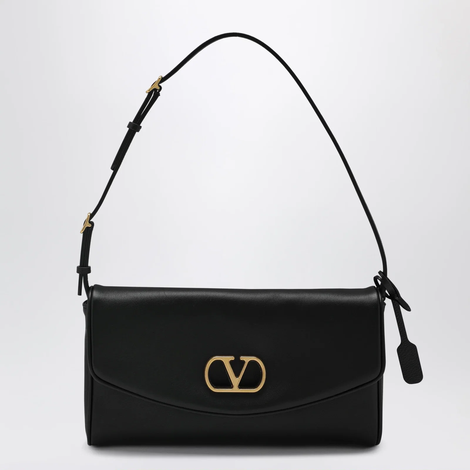 Valentino Garavani Devain VLogo leather clutch shoulder bag in black
