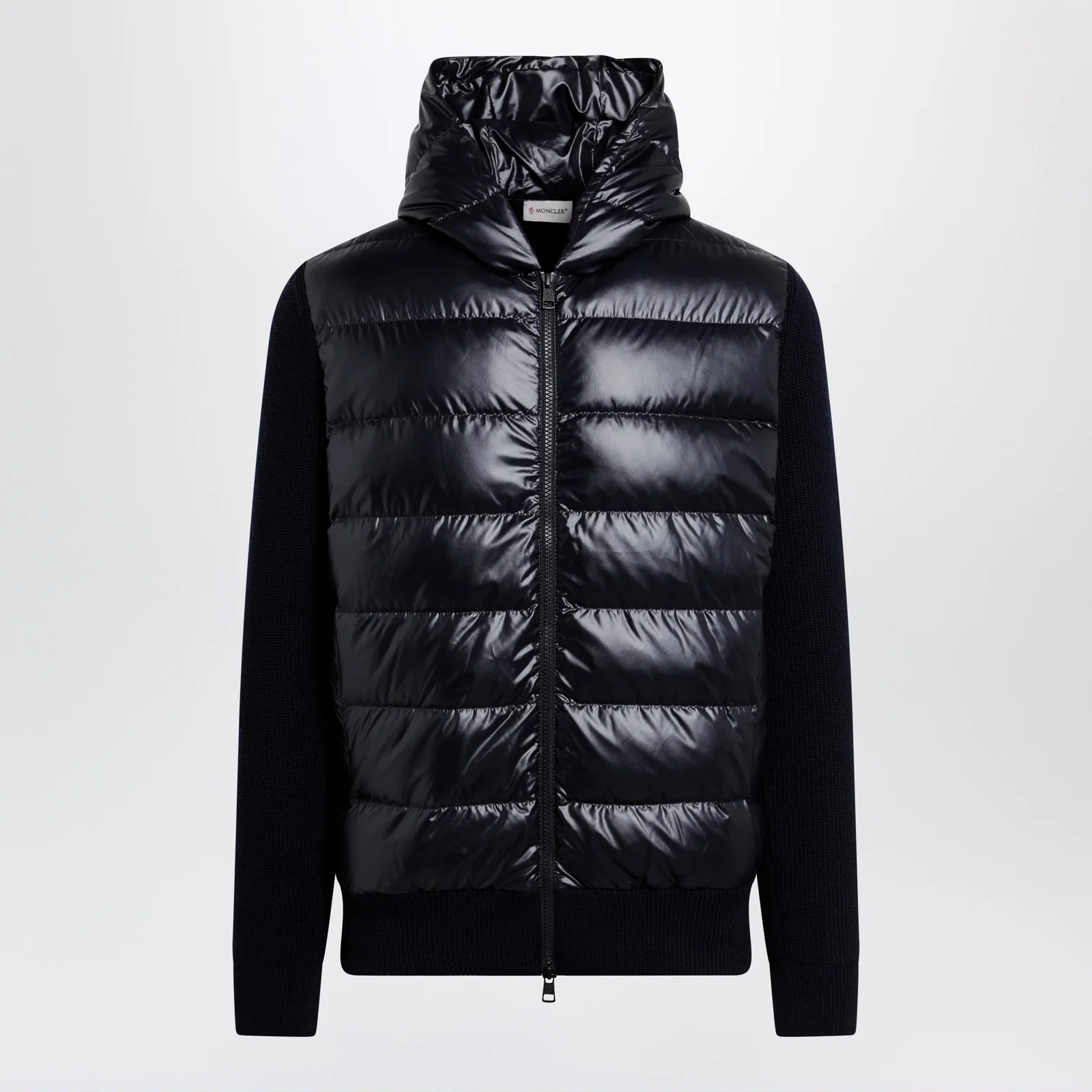 Moncler Blue padded wool zip-up hoodie