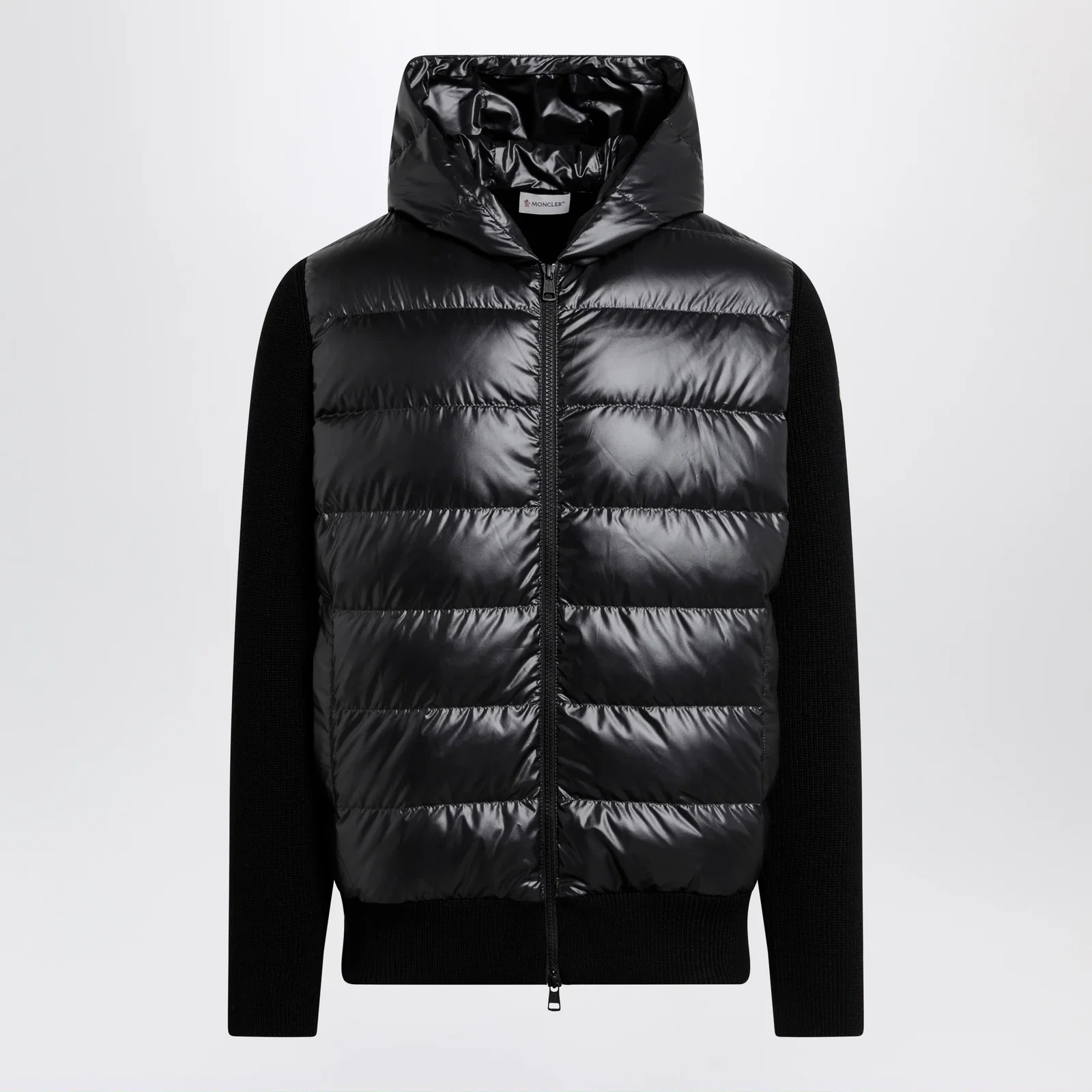 Moncler Black padded wool zip-up hoodie
