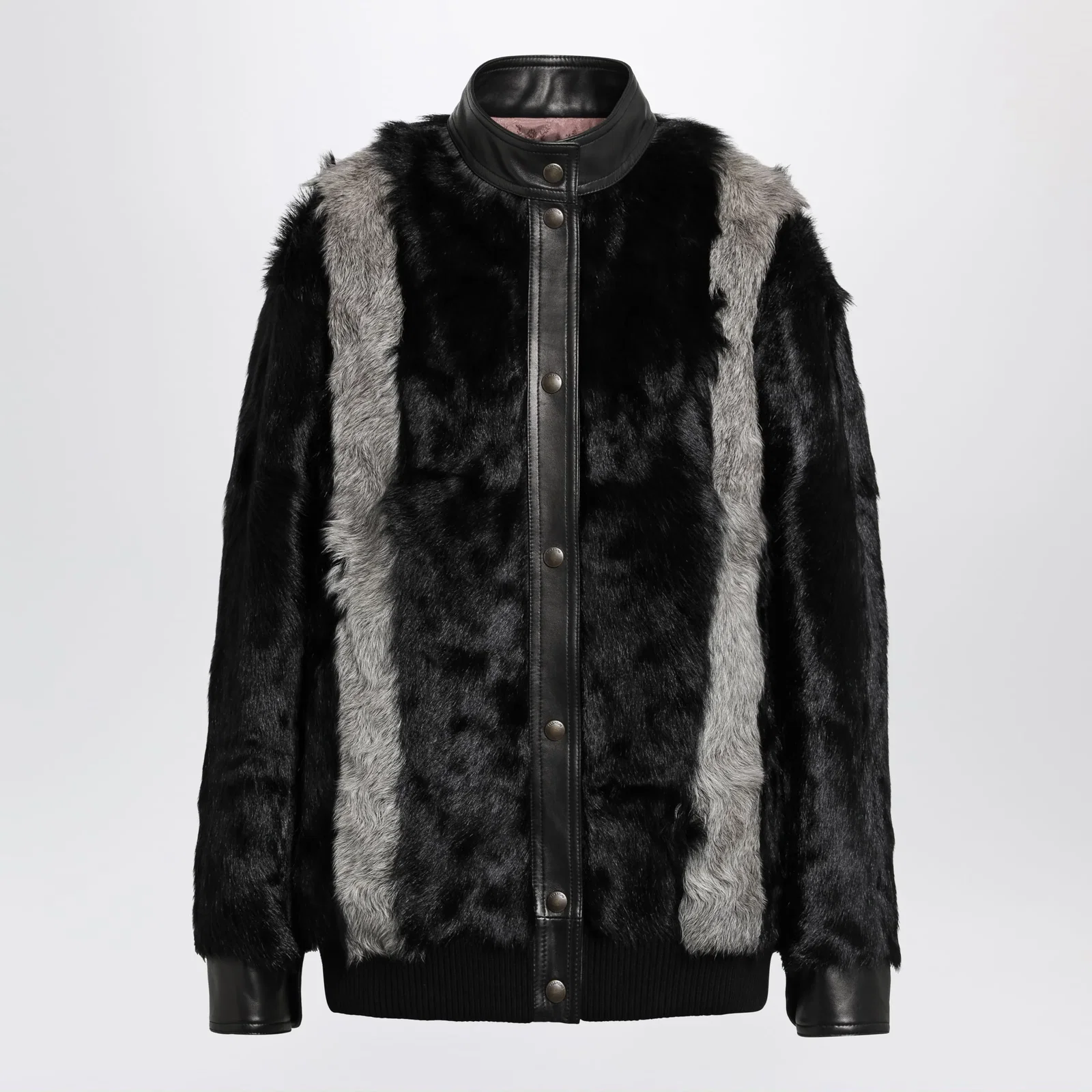 Valentino Black/Grey shearling and leather jacket