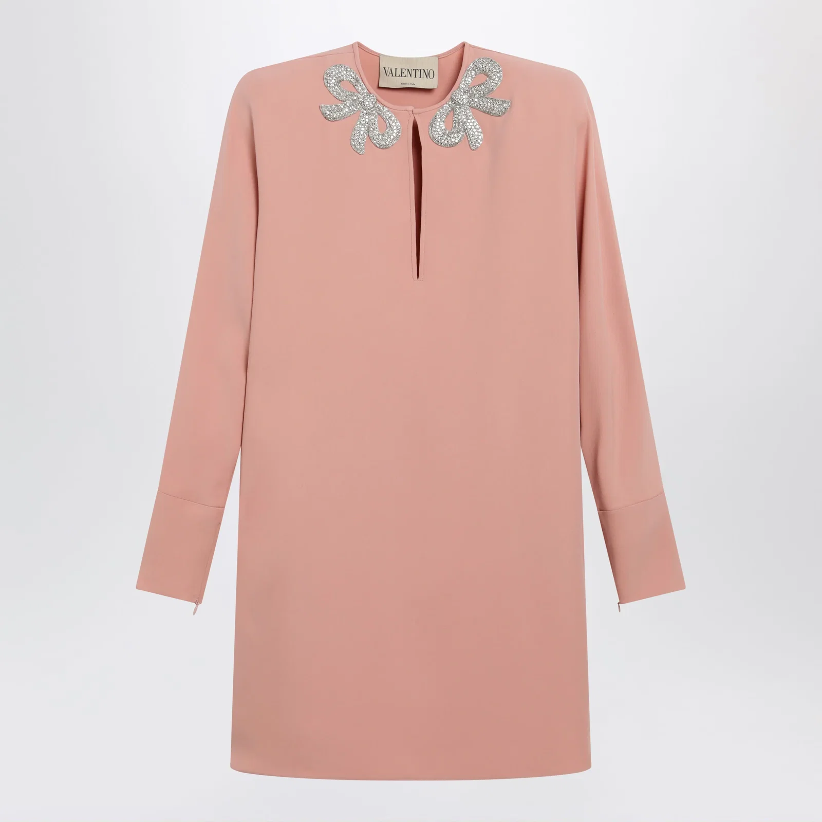 Valentino Pink silk short dress with embroidered bows