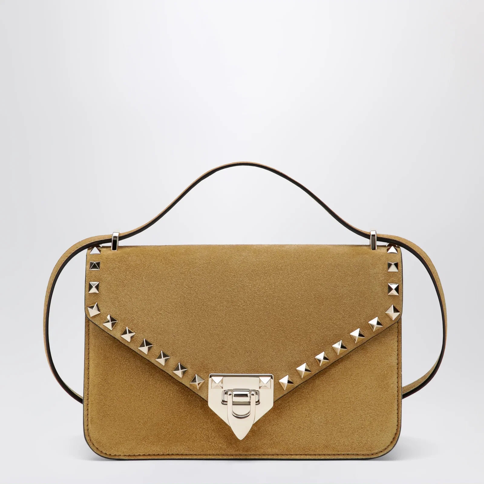Valentino Garavani Rockstud Havana small crossbody bag in beige suede