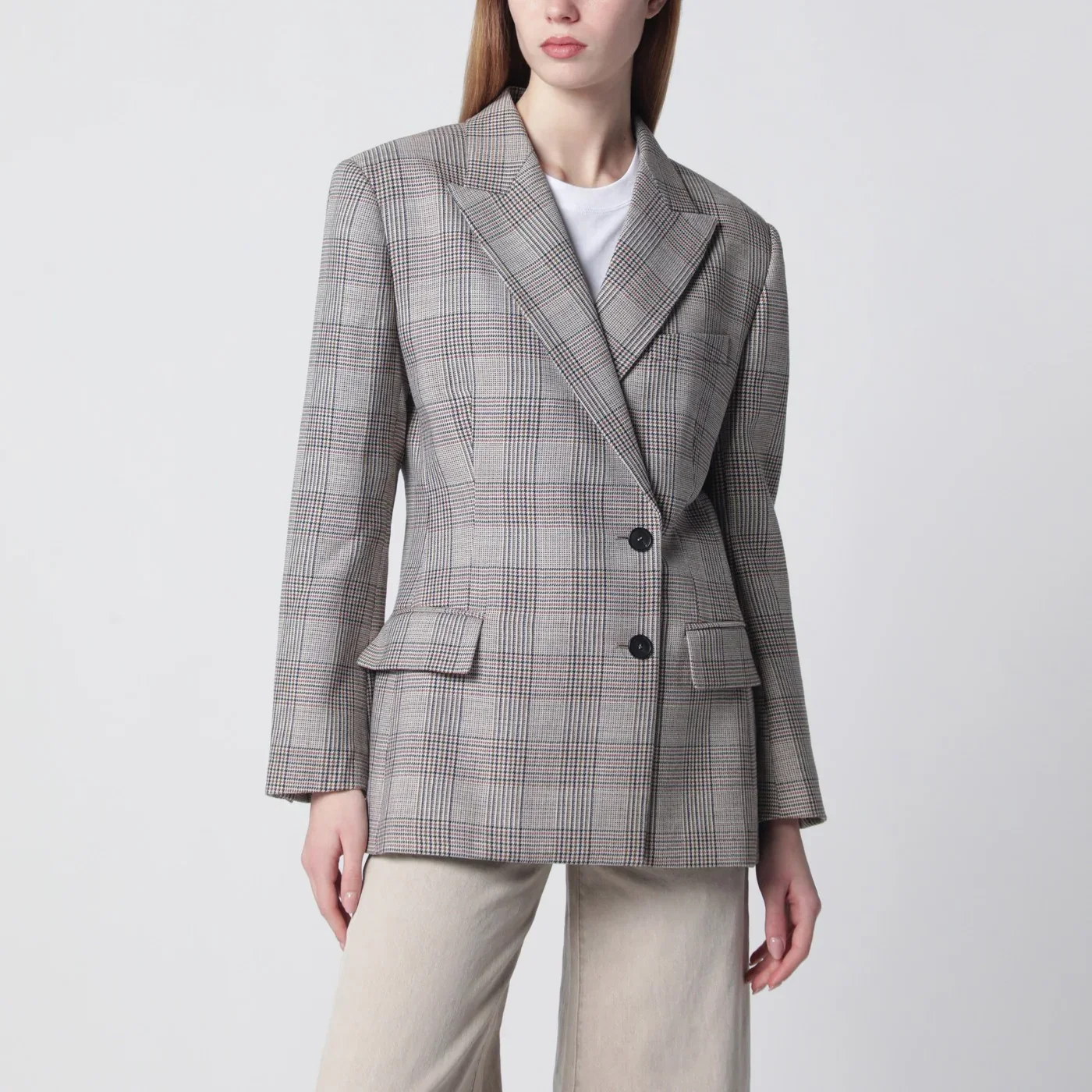 ANINE BING Asymmetric Prince of Wales jacket