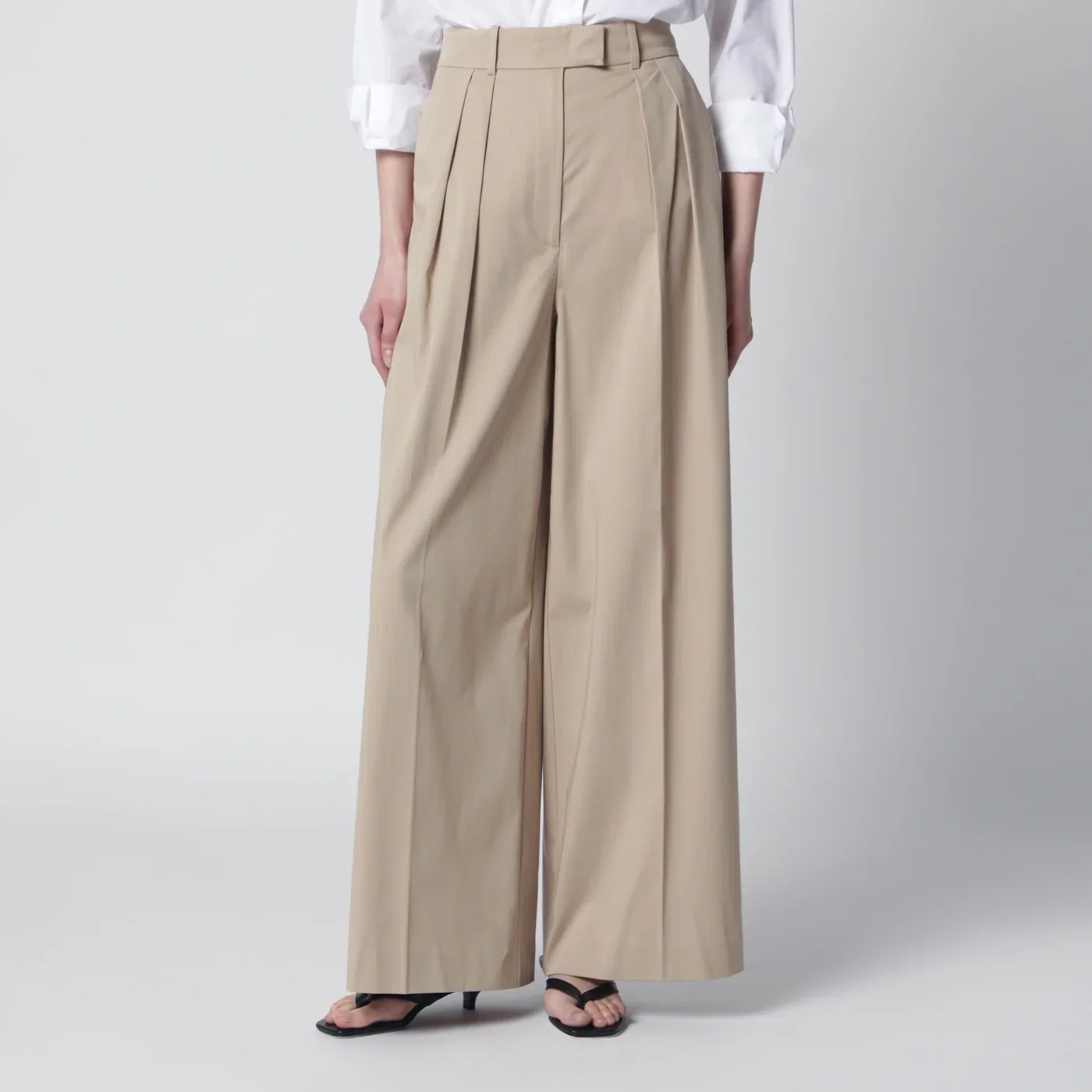 ANINE BING Beige Lou trousers with pleats