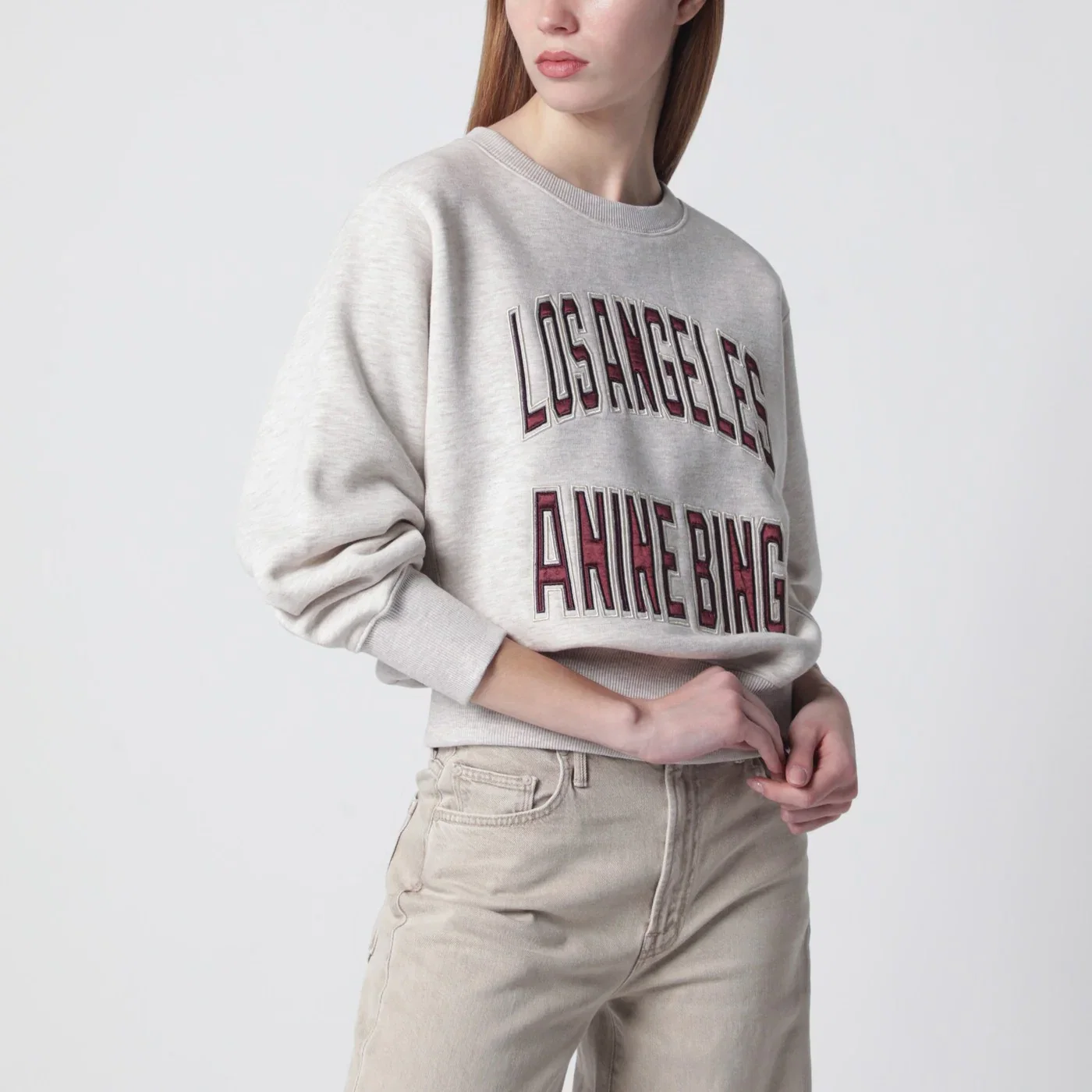 ANINE BING Harry Shrunken La beige mélange sweatshirt