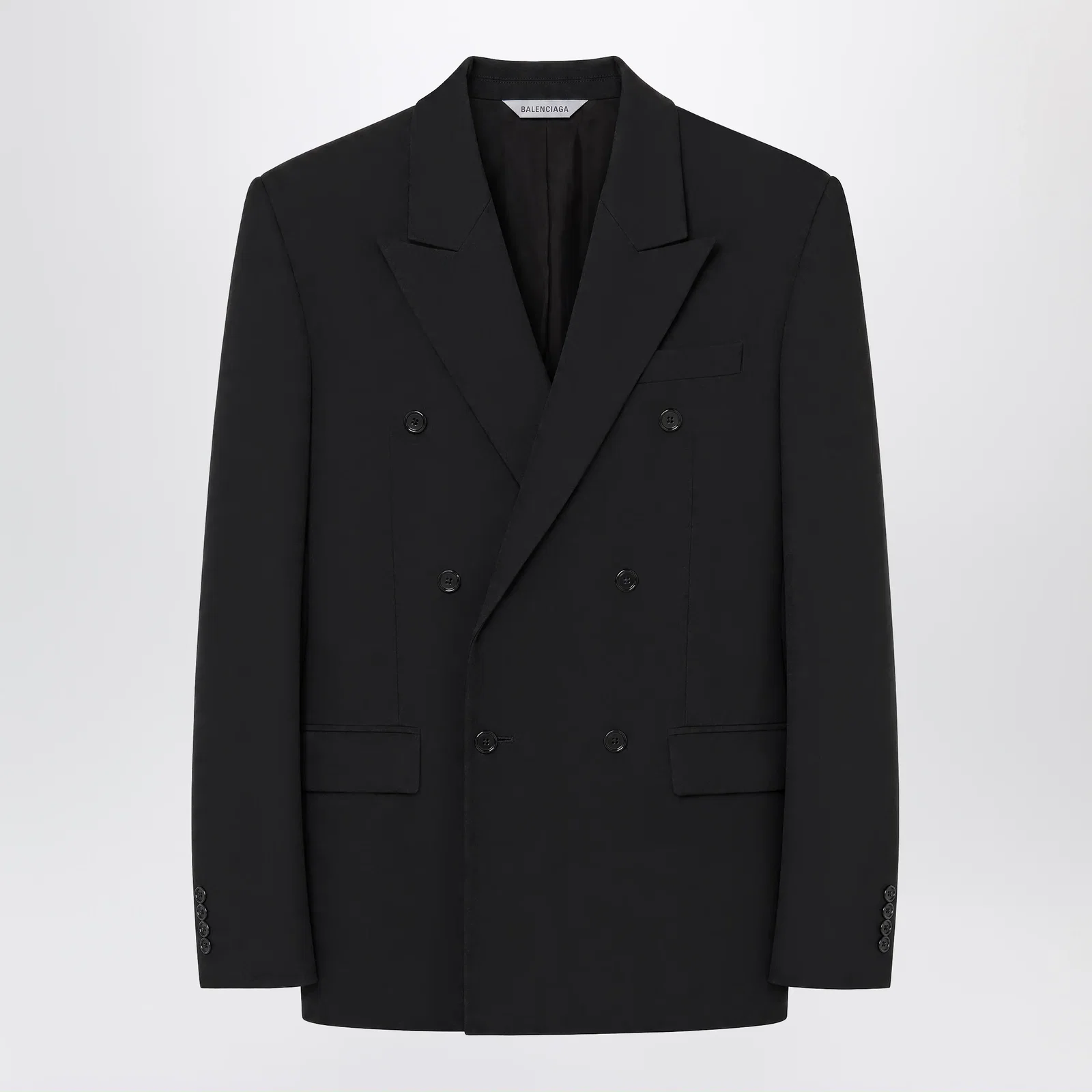 Balenciaga Double-breasted tailored wool twill jacket in black