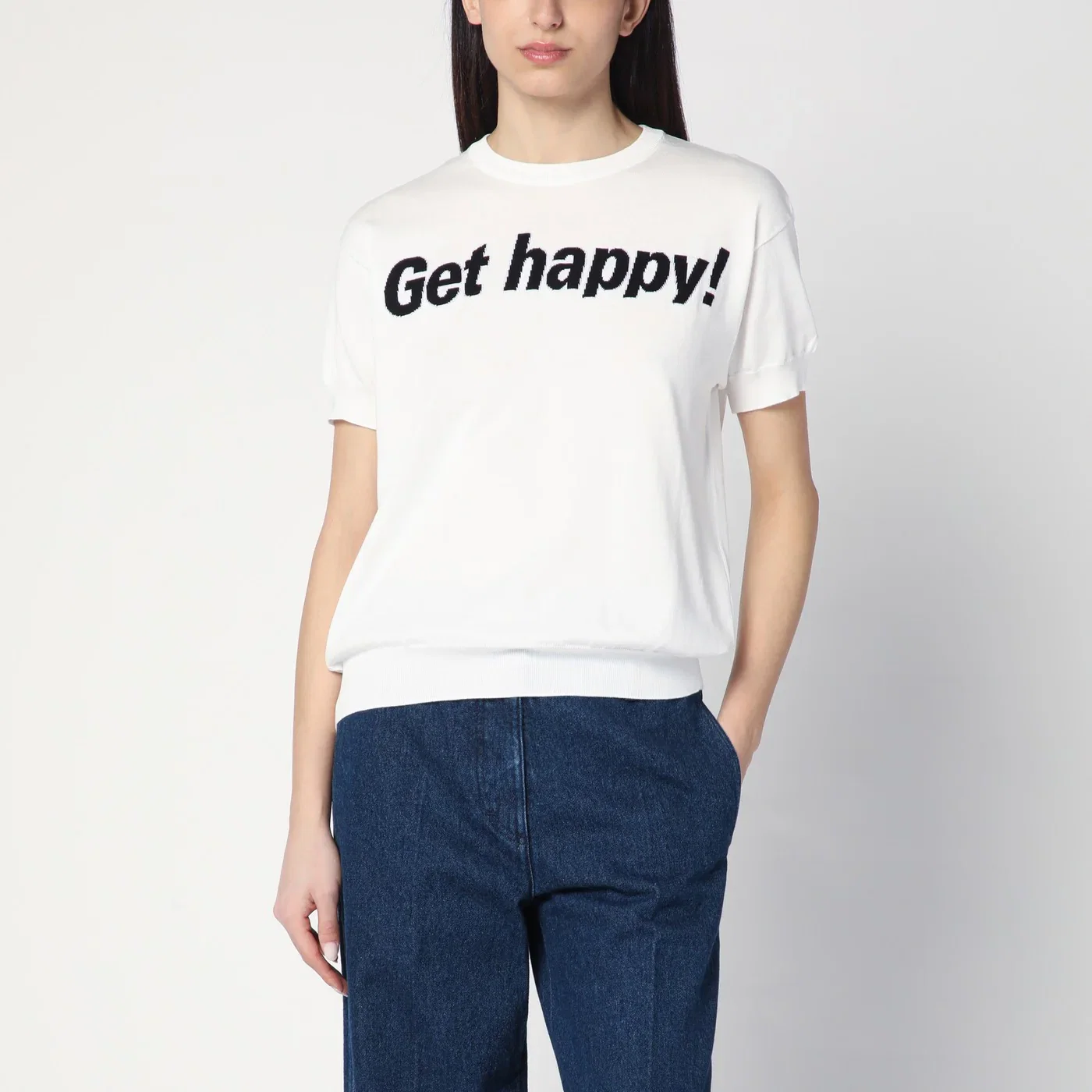 Moschino Get Happy white cotton sweater