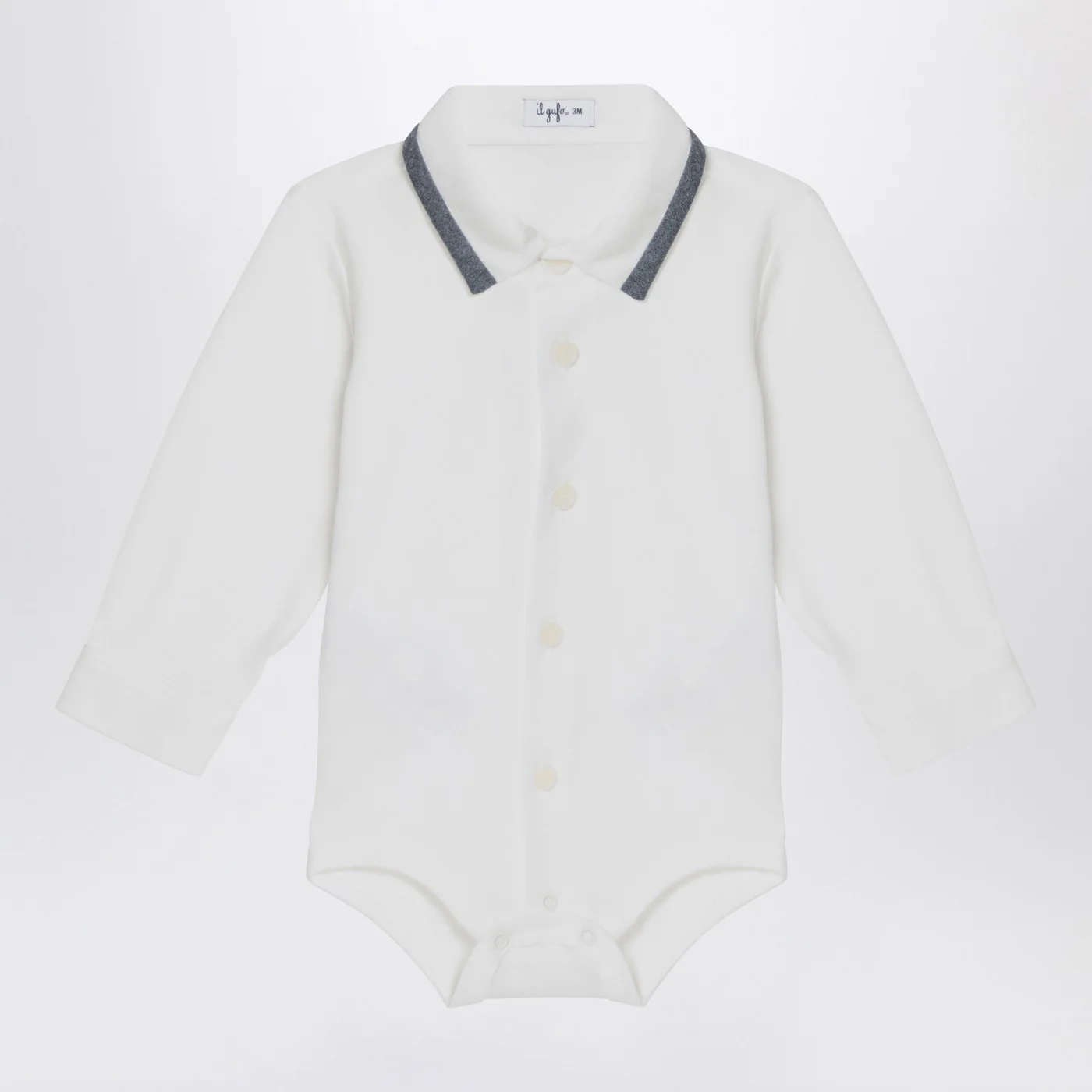 Il Gufo Milk-white cotton shirt bodysuit
