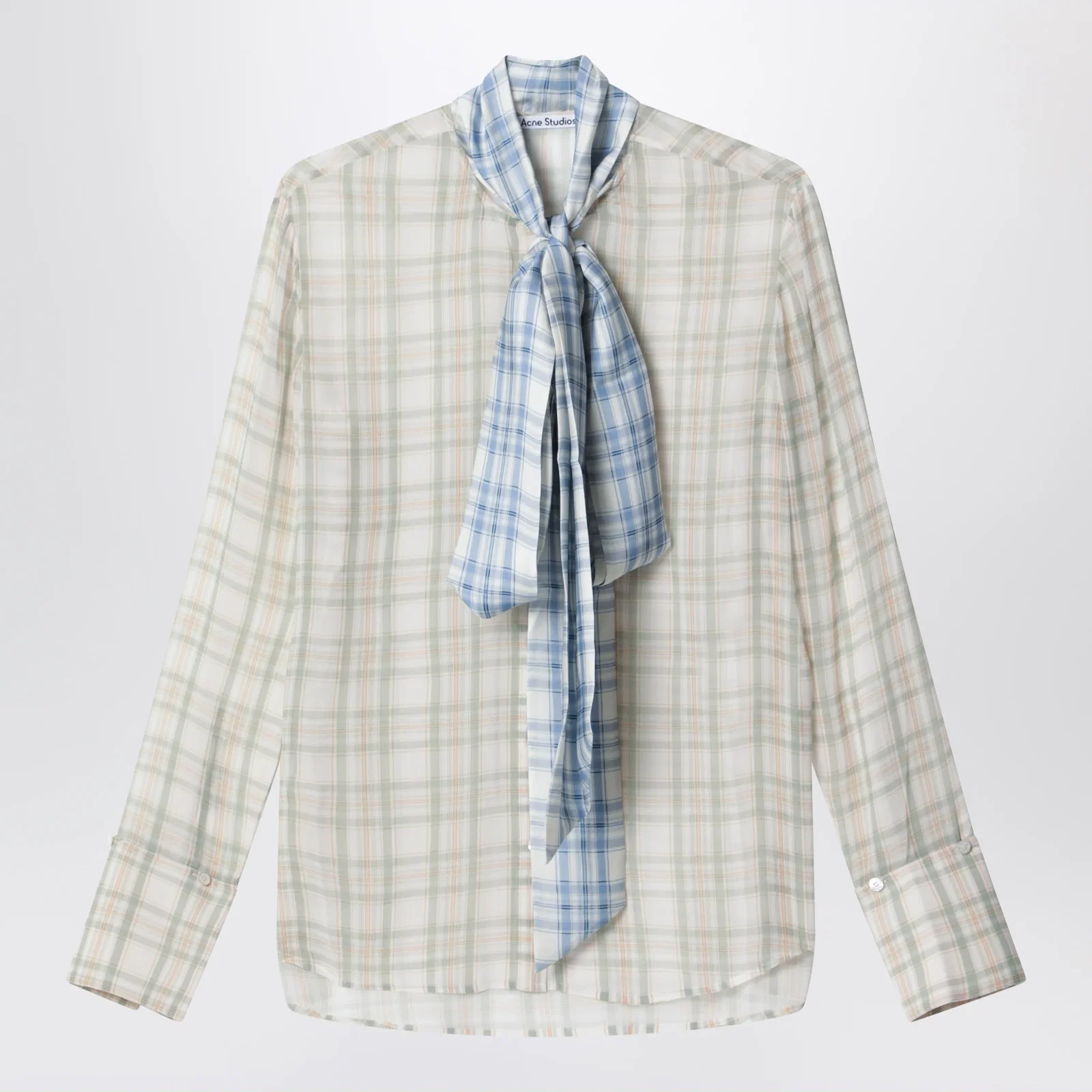 Acne Studios Silk blouse with scarf Green/orange