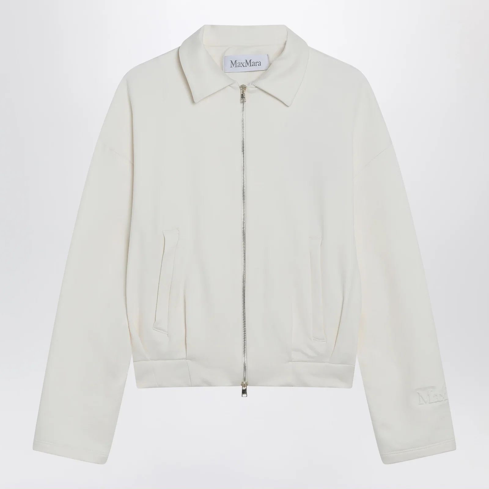Max Mara White cropped sweatshirt in silk blend
