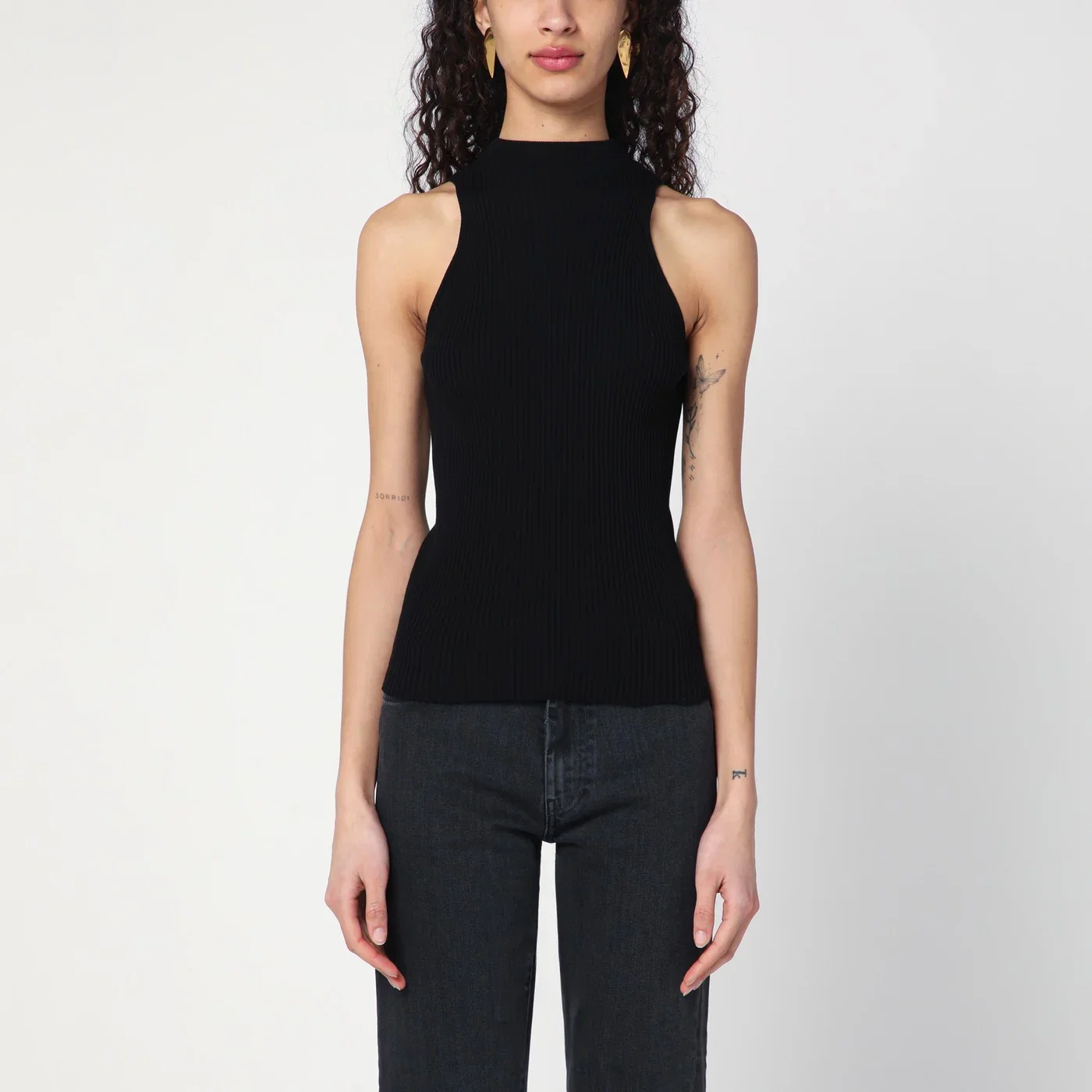 Roberto Collina Black ribbed tank top