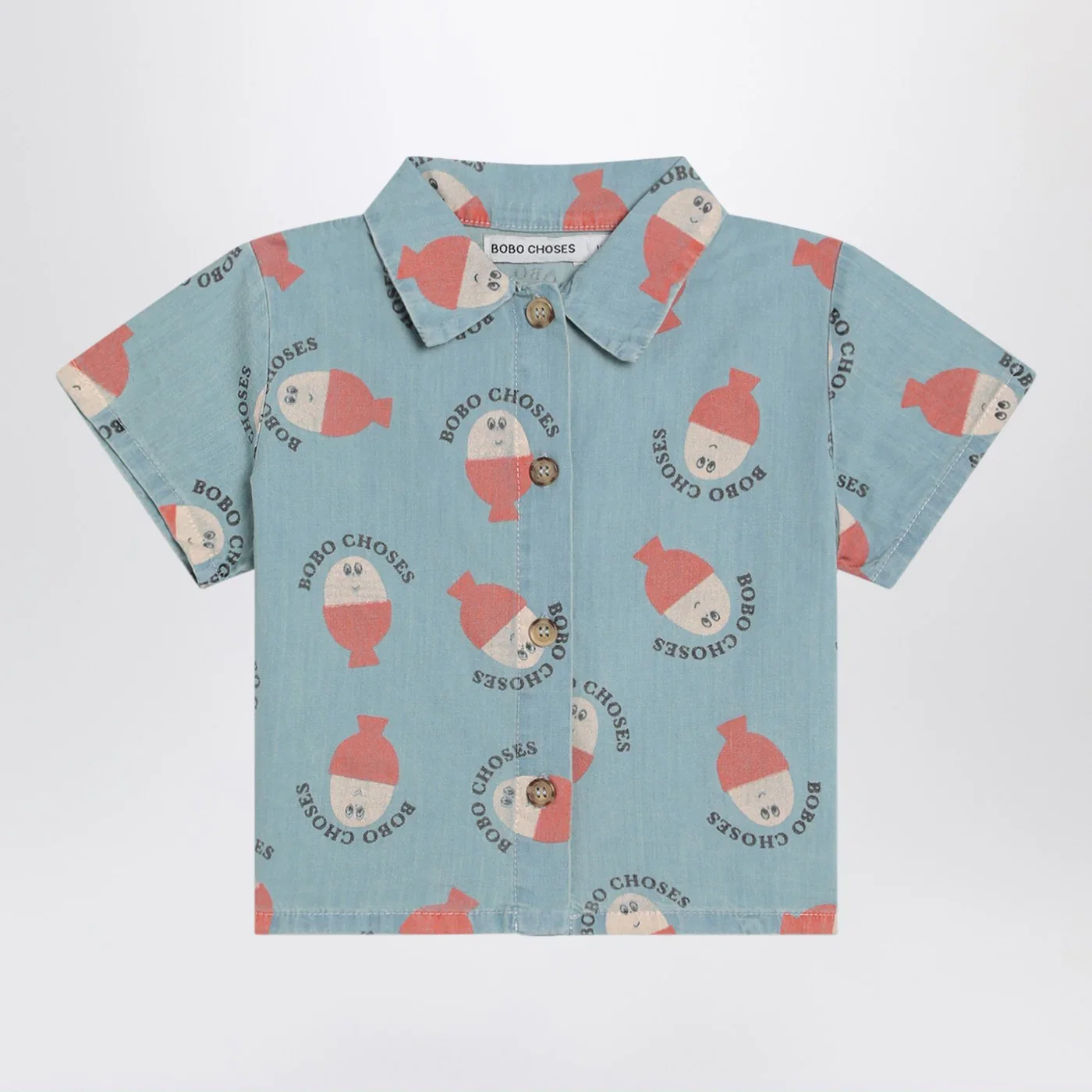 Bobo Choses Light blue Morning Egg shirt in denim