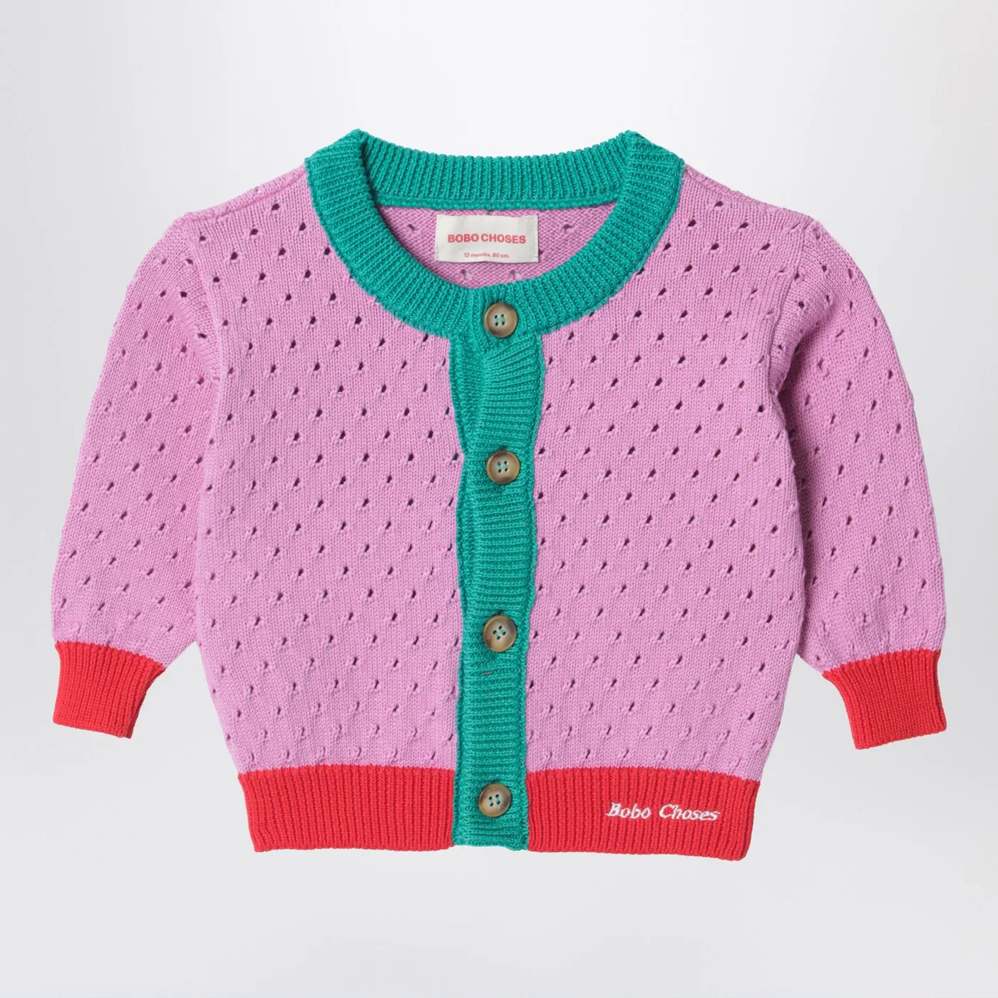 Bobo Choses Color-block openwork cardigan