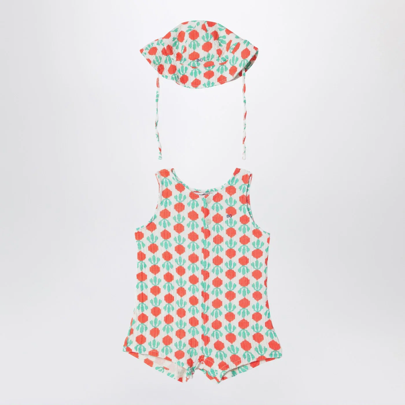 Bobo Choses Sleeveless romper with radish hat
