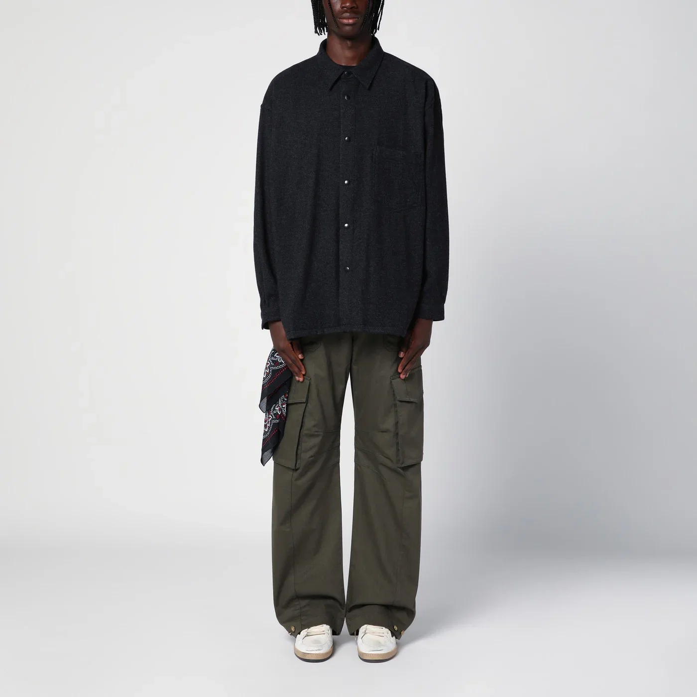 Destin Charcoal grey wool and cashmere overshirt