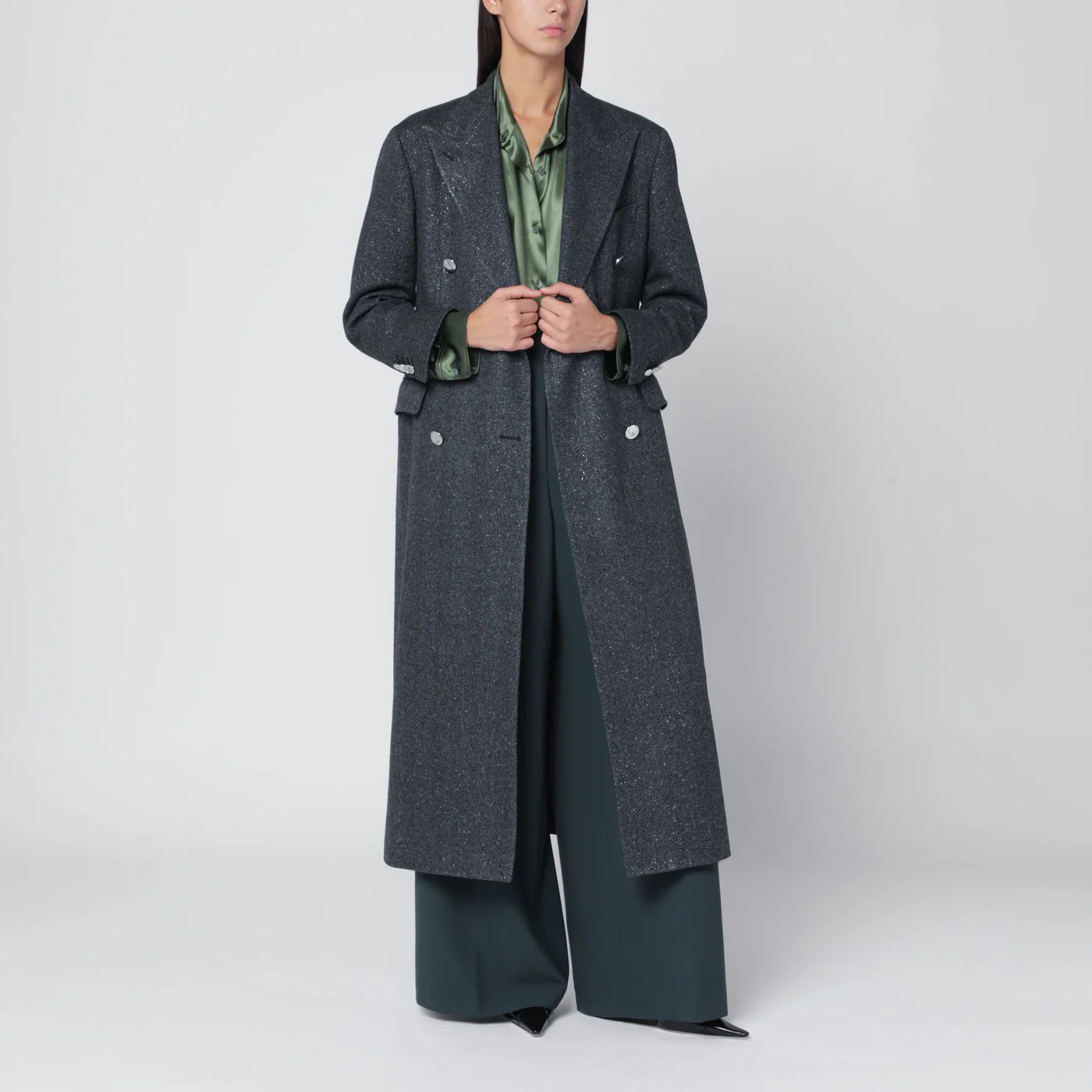 Tagliatore Black houndstooth double-breasted coat