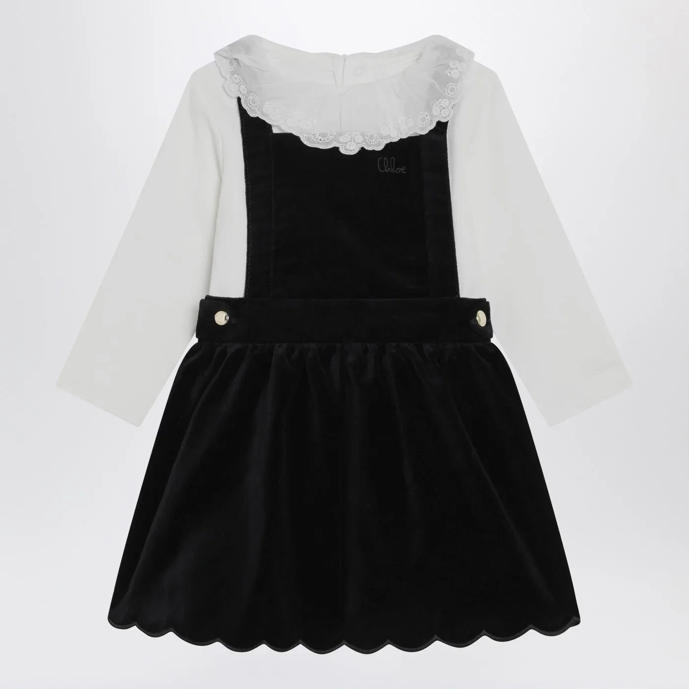 Chloé White and blue velvet dress