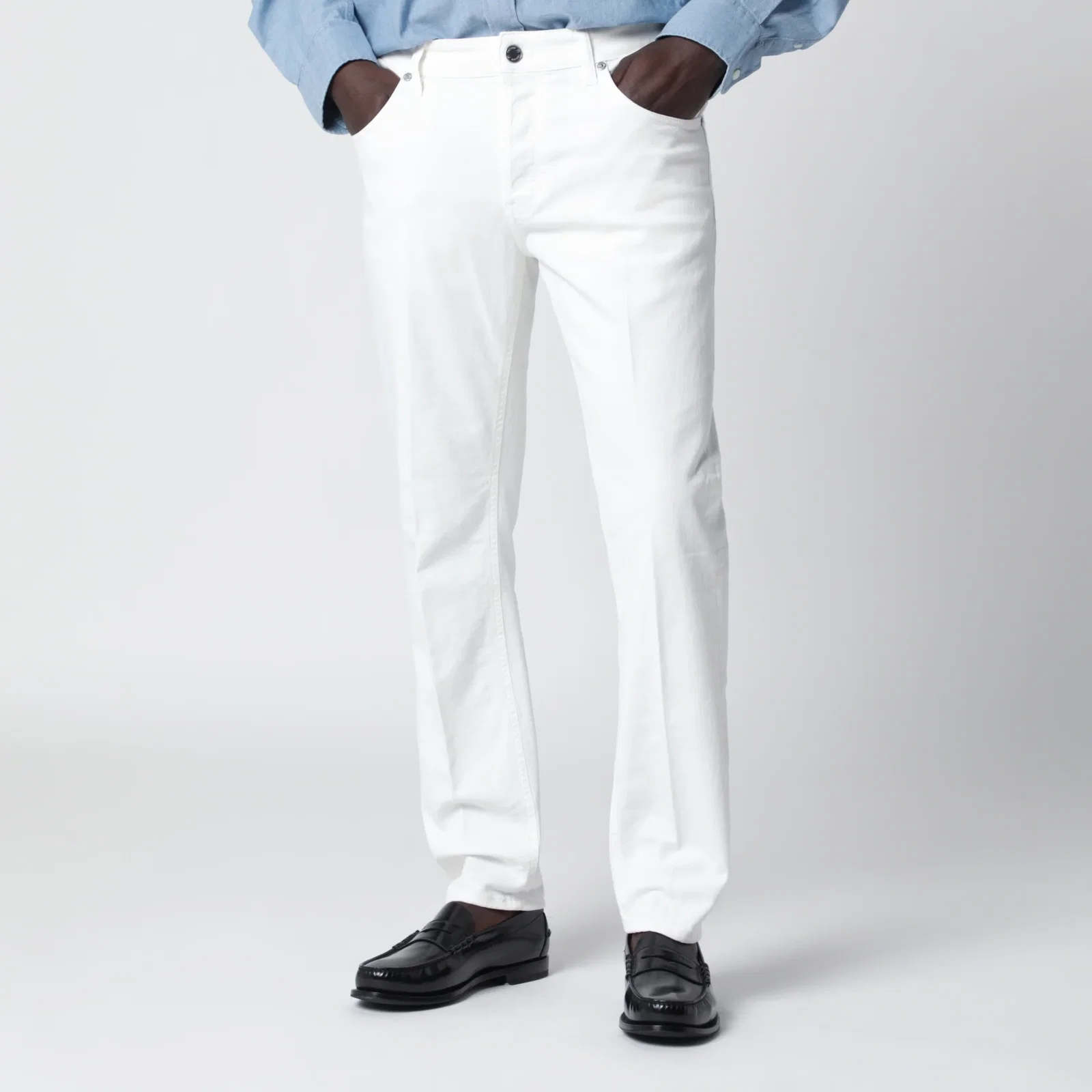 PT Torino Denim White Reggae Tapered Trousers