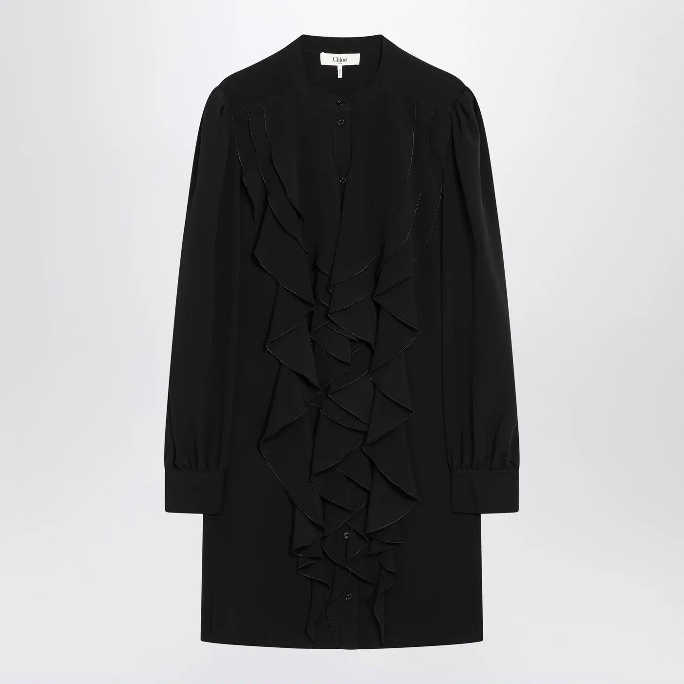 Chloé Black ruffled dress in silk blend