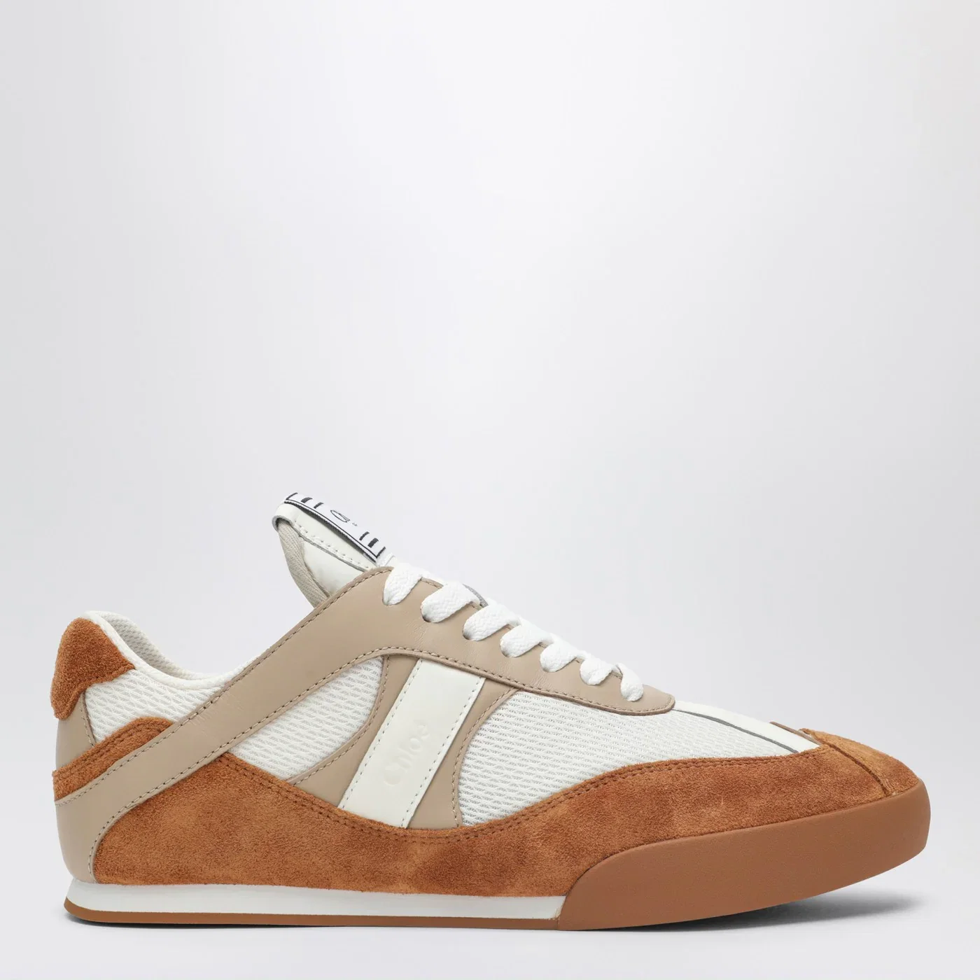 Chloé Kick brown and white Sneakers in mesh and leather