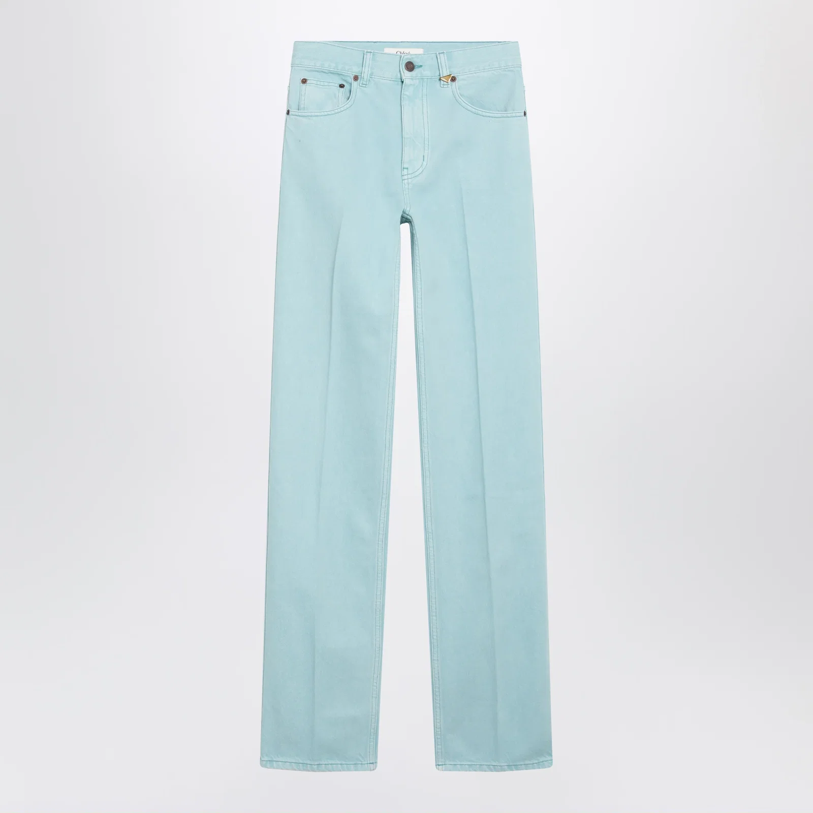 Chloé Straight jeans in turquoise organic cotton denim