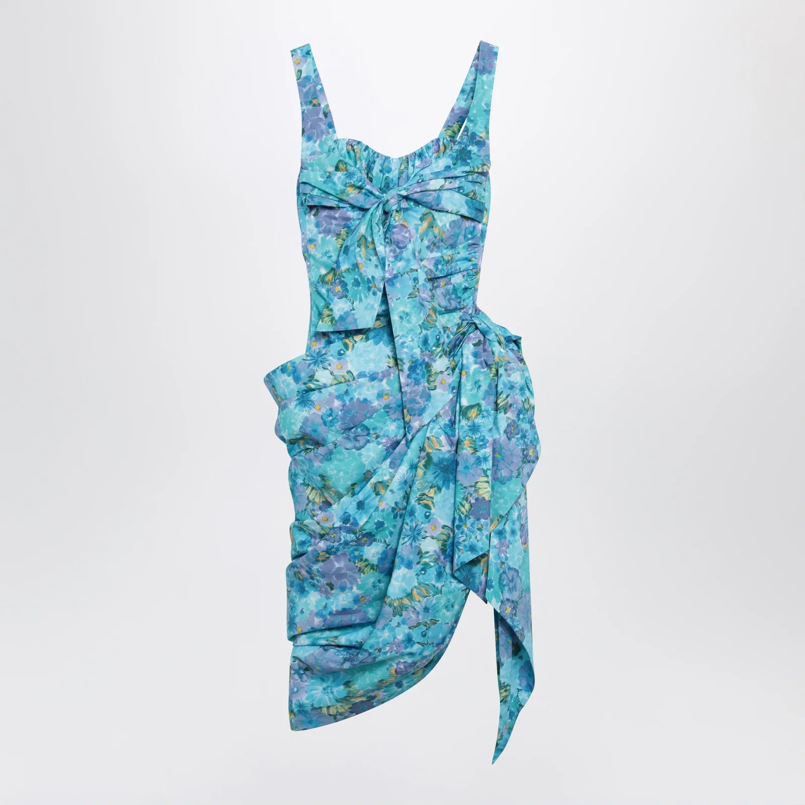 Chloé Sleeveless wrap bustier midi dress in cotton poplin
