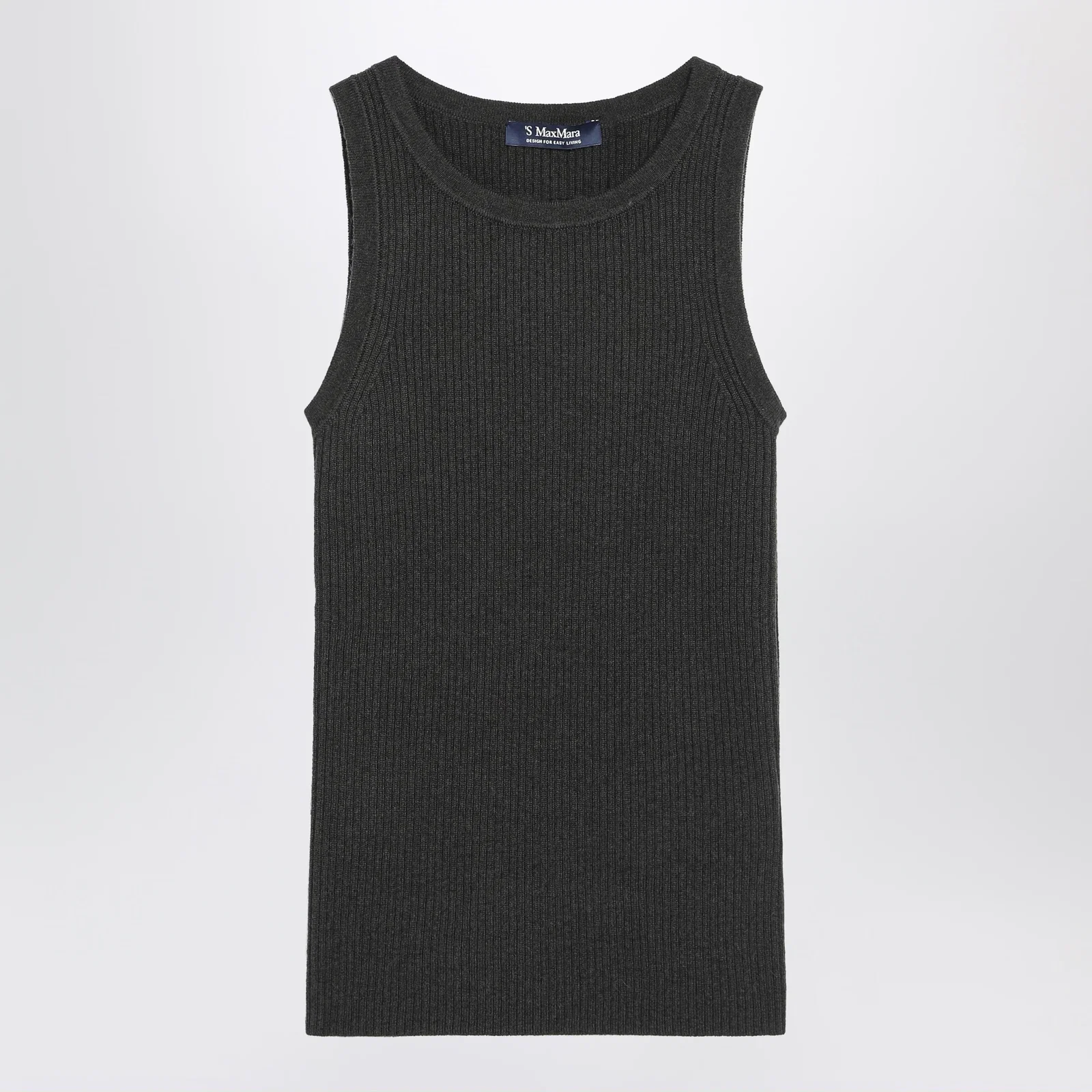 S Max Mara Green ribbed tank top in wool and cashmere