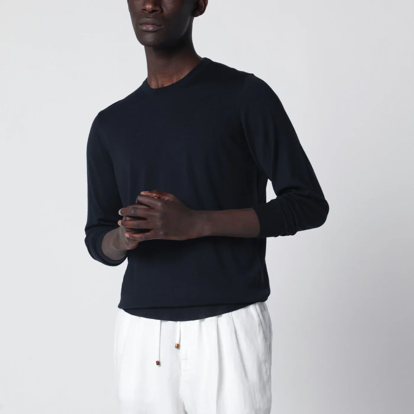 Drumohr Navy blue wool crew-neck sweater