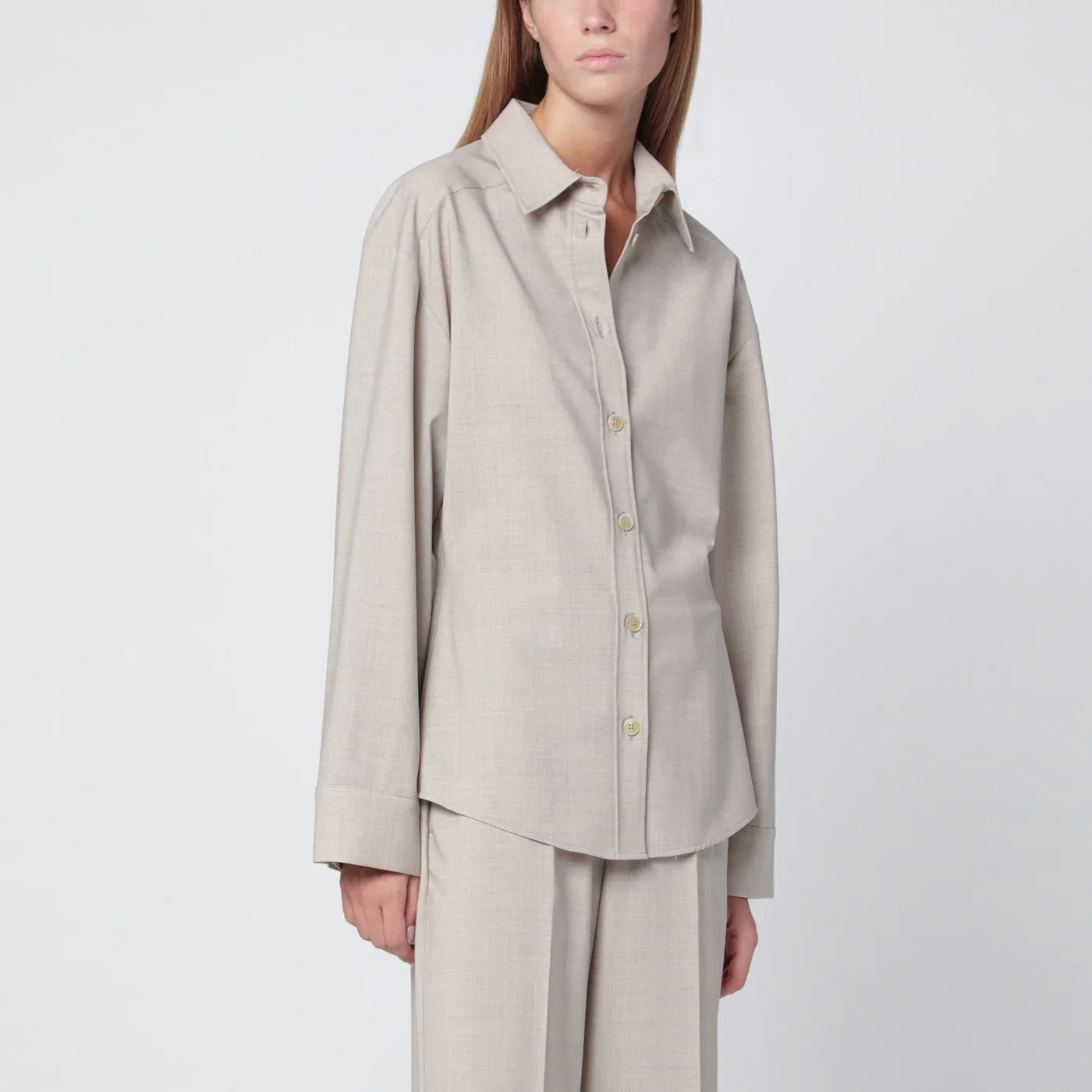 P.A.R.O.S.H. Stucco-coloured wool shirt