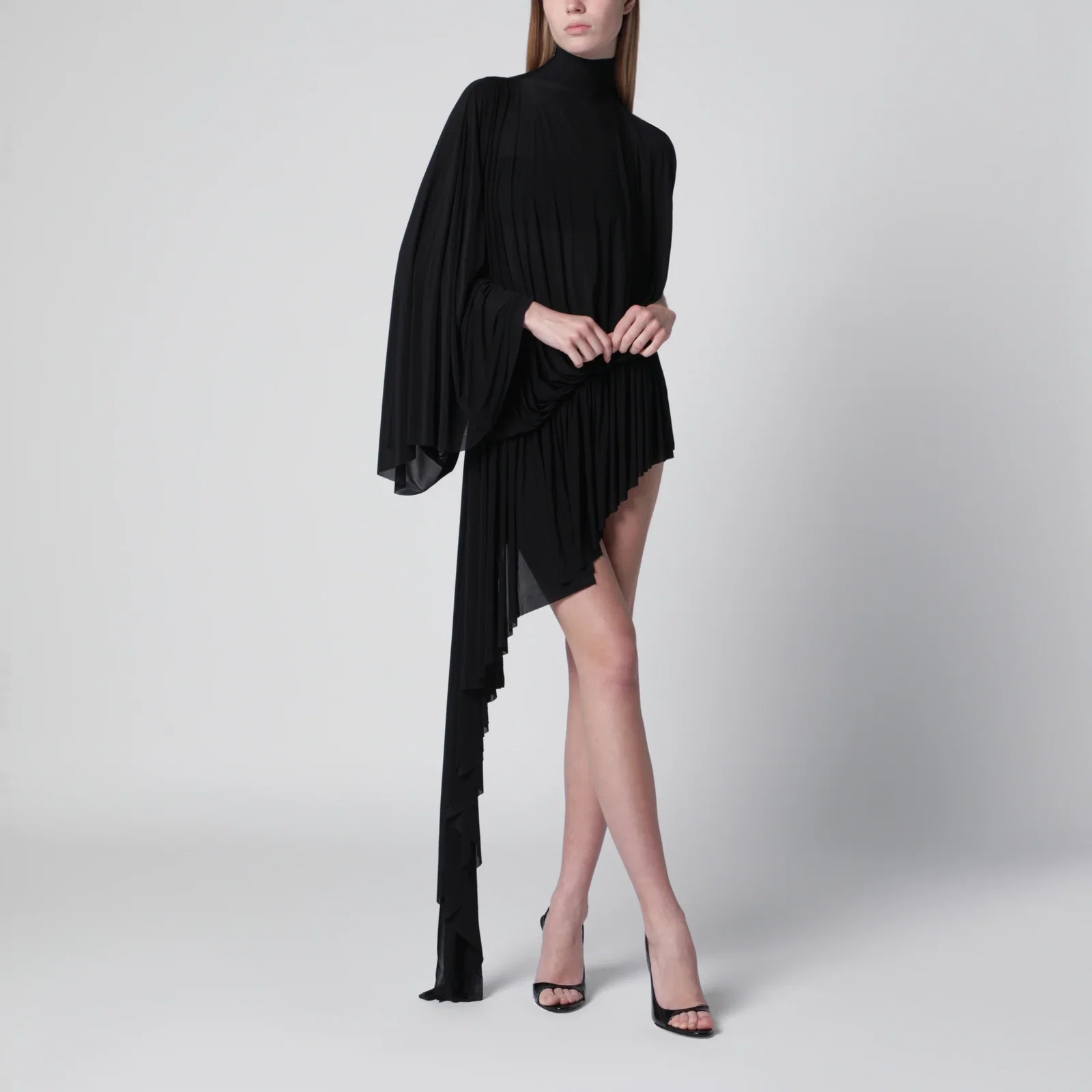 Francesco Murano Black asymmetric turtleneck dress