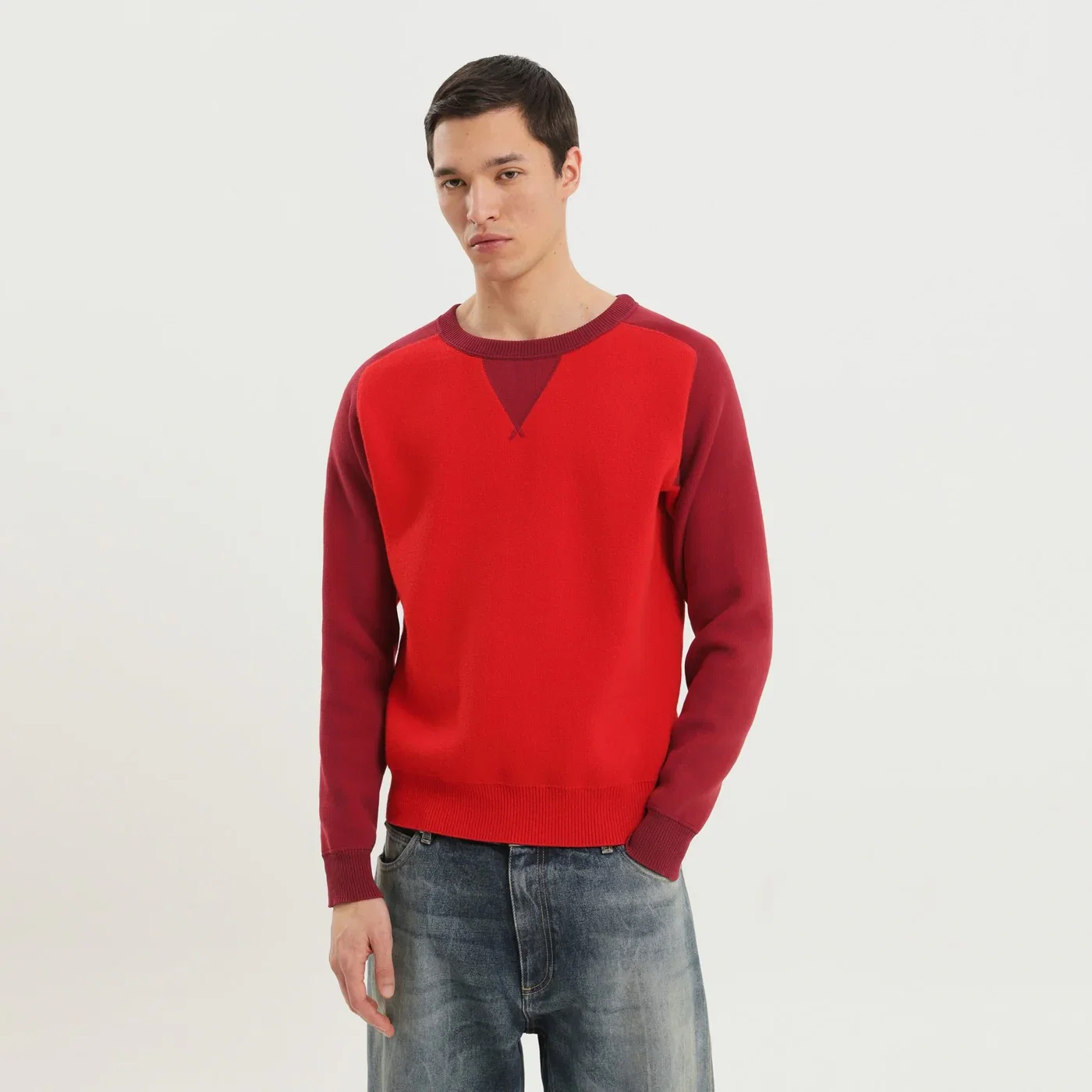 1989 STUDIO Color block crew neck sweater