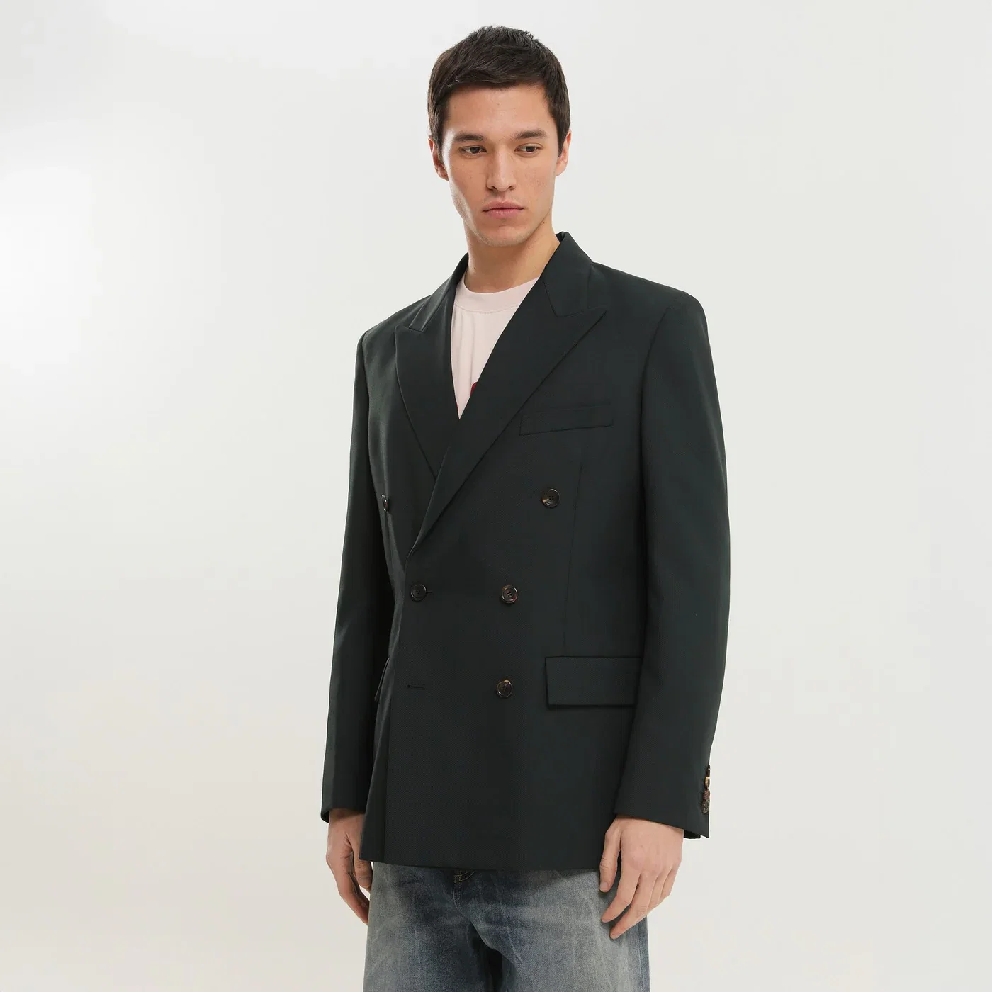 1989 STUDIO Dark green double-breasted blazer